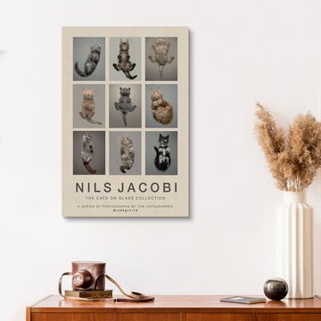 Posterlounge Holzbild FurryFritz - Nils Jacobi, The Cats on Glass Collection, Wohnzimmer Modern Kindermotive