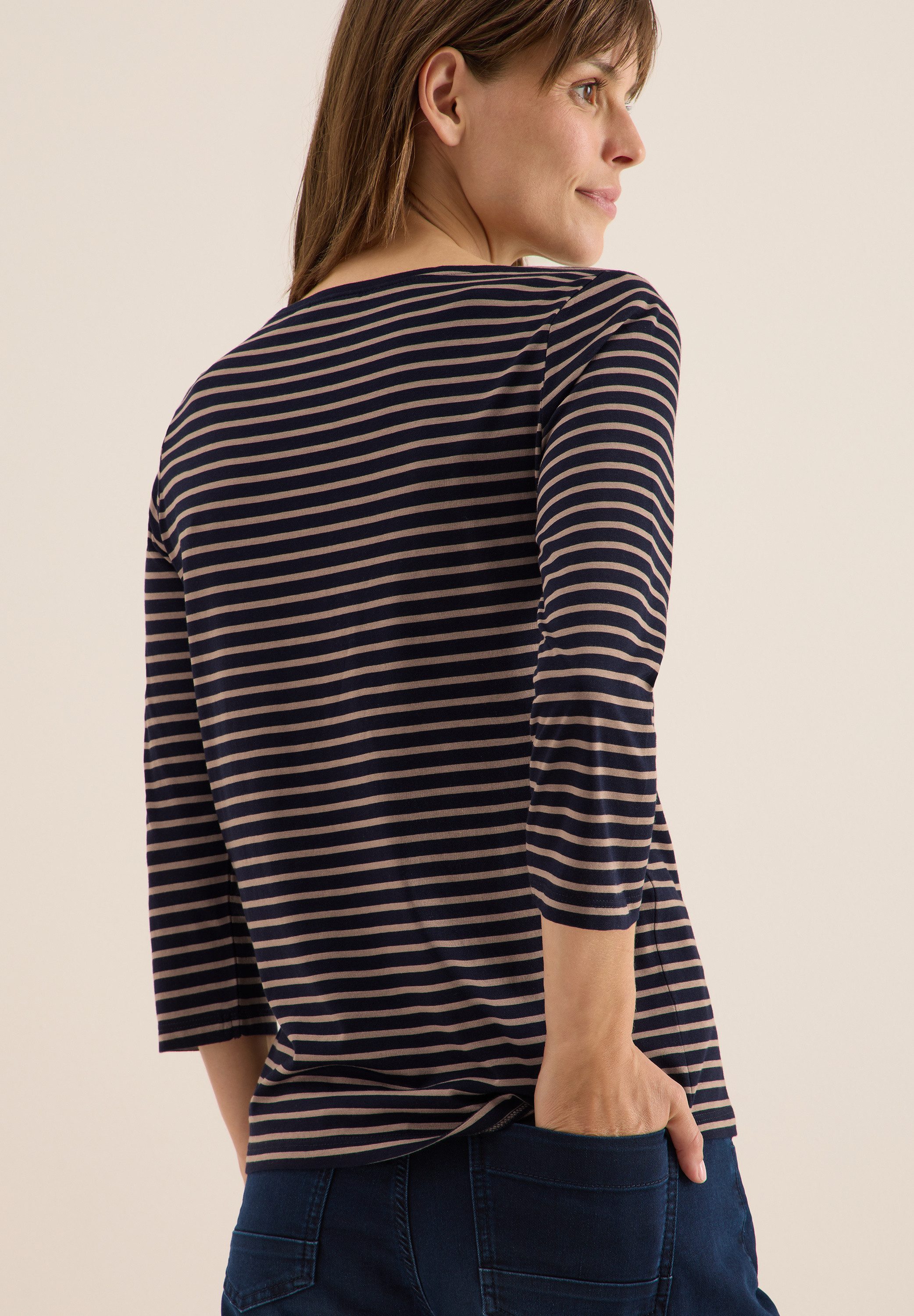 CECIL 3/4-Arm-Shirt mit Streifen Muster günstig online kaufen