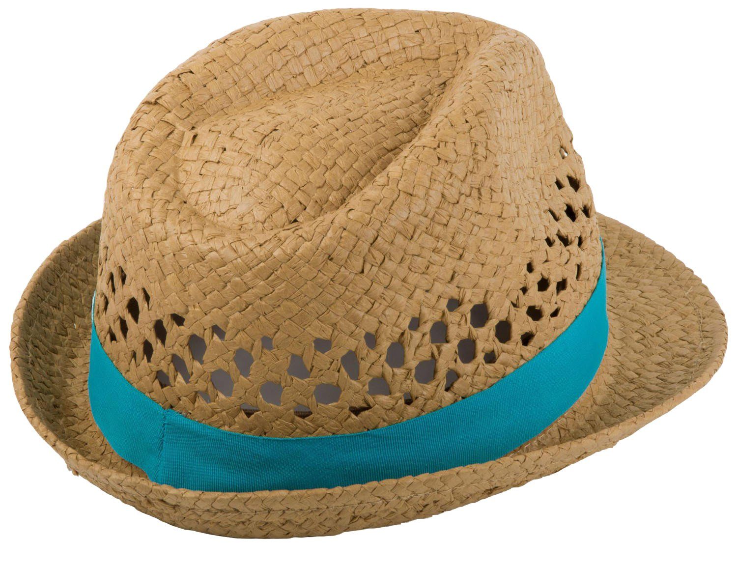 styleBREAKER Strohhut Strohhut mit farbigem Zierband günstig online kaufen