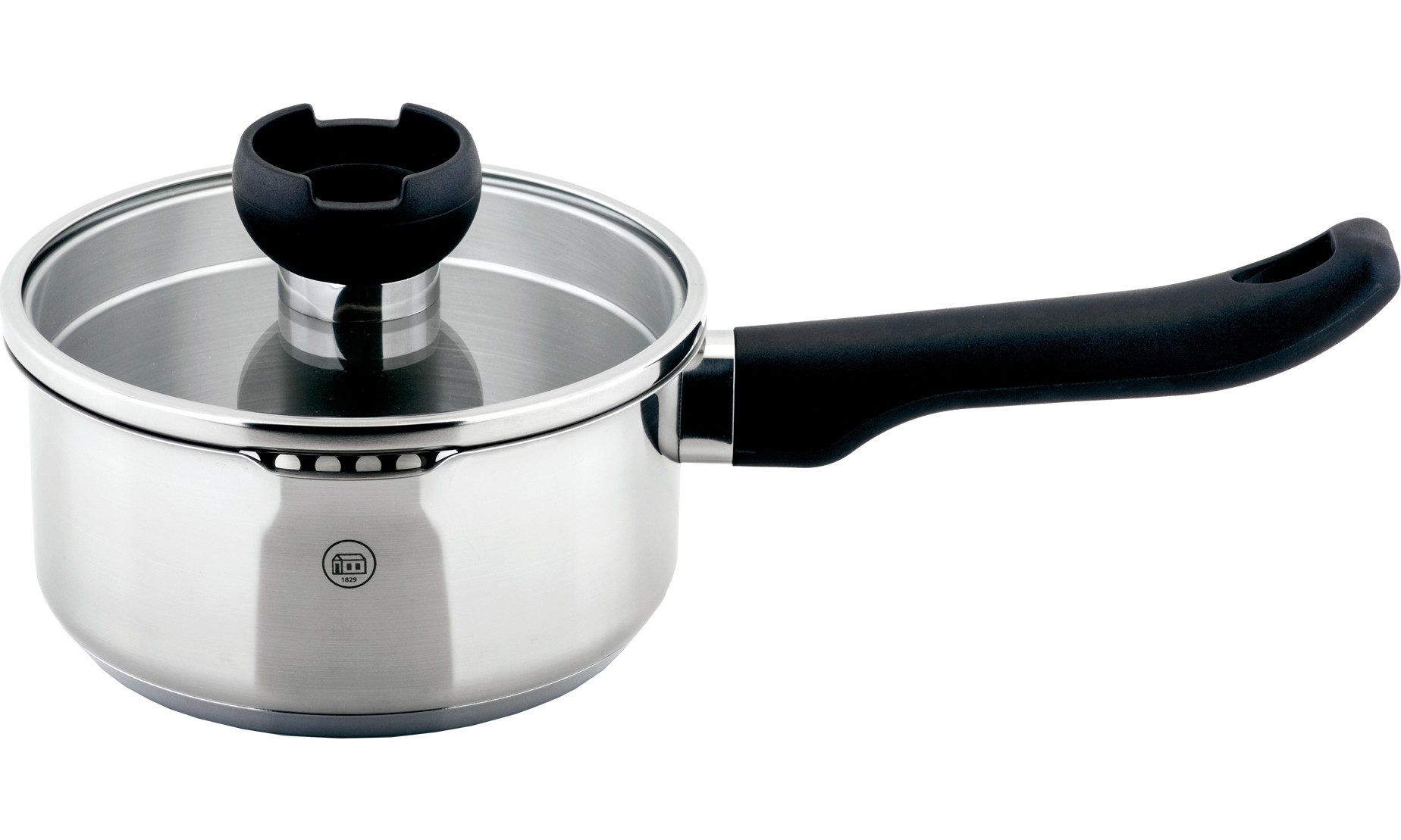 Carl Schmidt Sohn Kochtopf ARON, Durchmesser: 16 cm, Edelstahl rostfrei 18/10, Edelstahl 18/10 (2-tlg), Mit patentierter Abgießfunktion & multifunktionalem Deckel