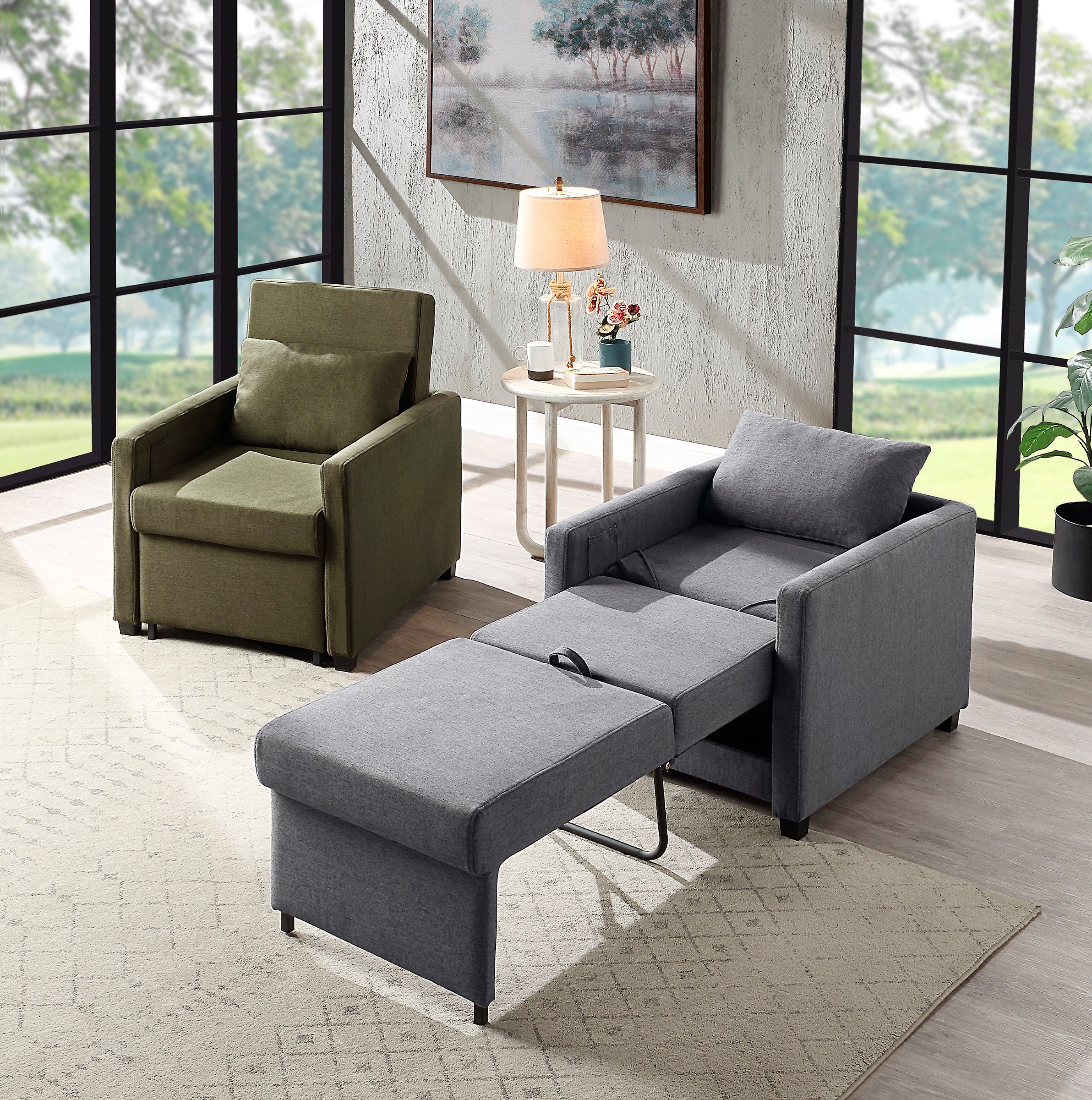 ATLANTIC home collection Relaxsessel Jerry, mit Bettfunktion, als Gästebett und inkl. Kissen