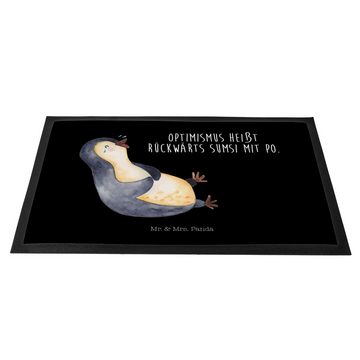 Fußmatte Pinguin lachend - Schwarz - Geschenk, Türvorleger, Fußabstreifer, Sch, Mr. & Mrs. Panda, Höhe: 0.6 mm