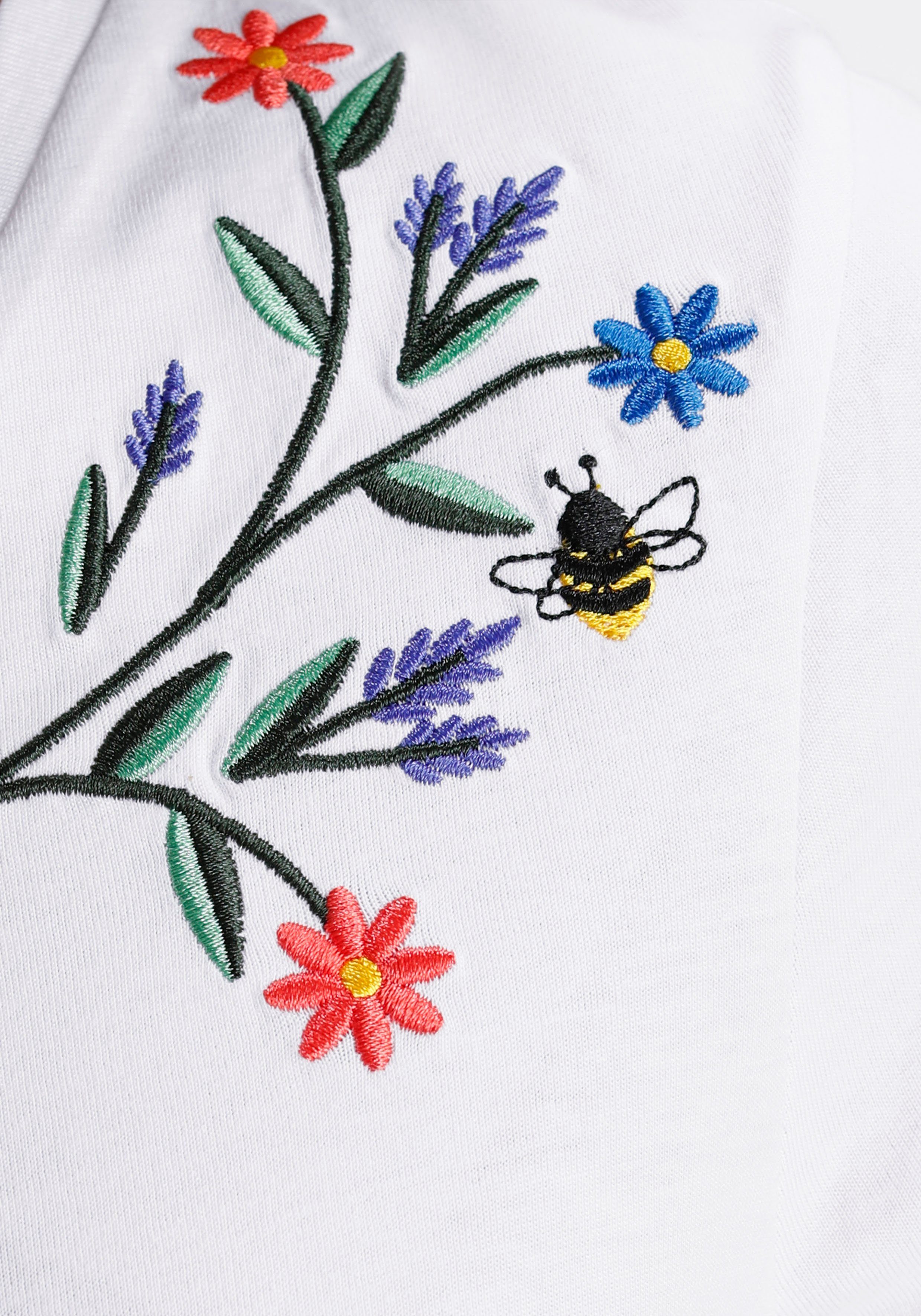 AJC Blumen-Stickerei Kurzarmshirt mit