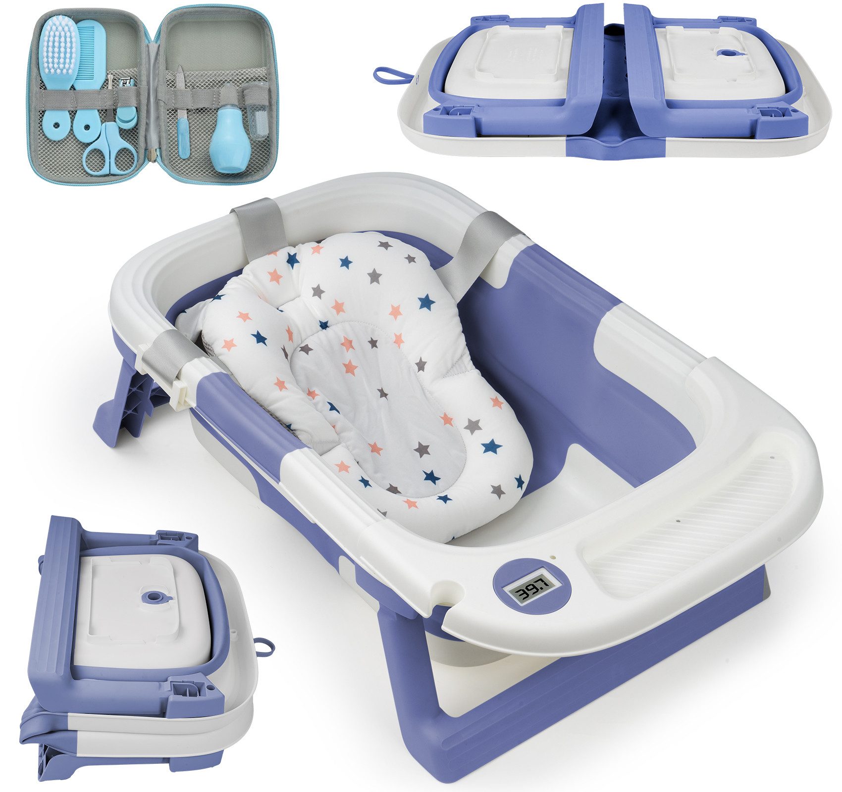 ElitVita Babybadewanne Twistshake Baby Badewanne, Faltbare, mit Babypflege-Set, (1-tlg), mit Anti-Rutsch-Badekissen, Baby Bathtub