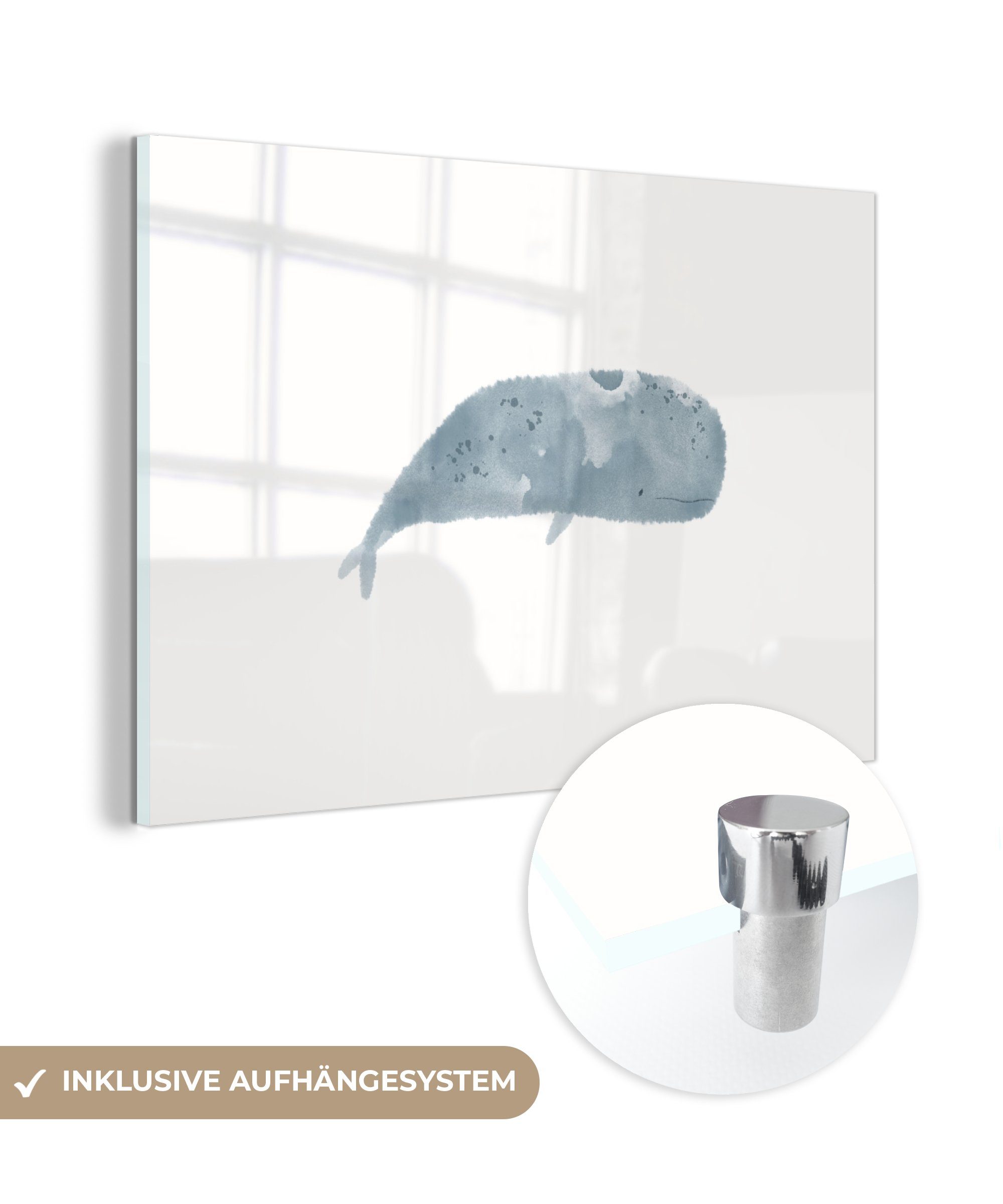 Schlafzimmer Acrylglasbild Acrylglasbilder Tiere - Illustration, - - Aquarell (1 MuchoWow Pottwal Wohnzimmer & St),