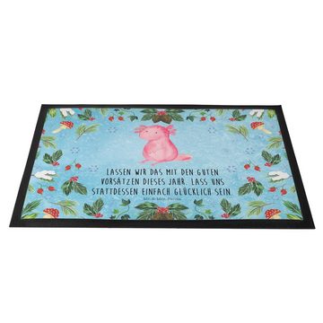 Fußmatte 40 x 60 cm Axolotl Glücklich - Eisblau - Geschenk, Weihnachtsdeko, Vo, Mr. & Mrs. Panda, Höhe: 0.3 mm, abriebfest