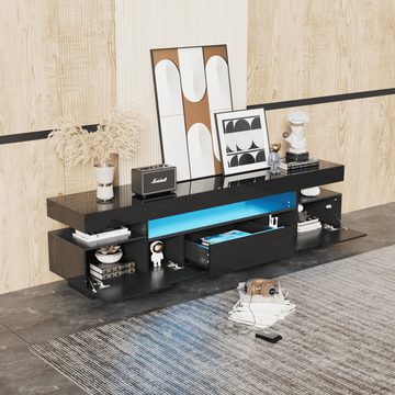 BlingBin TV-Schrank lowboard (1-St., Fernsehschrank mit farbwechselnder LED-Lichtleiste) TV Tisch, Mit großen Schublade und zwei Türen