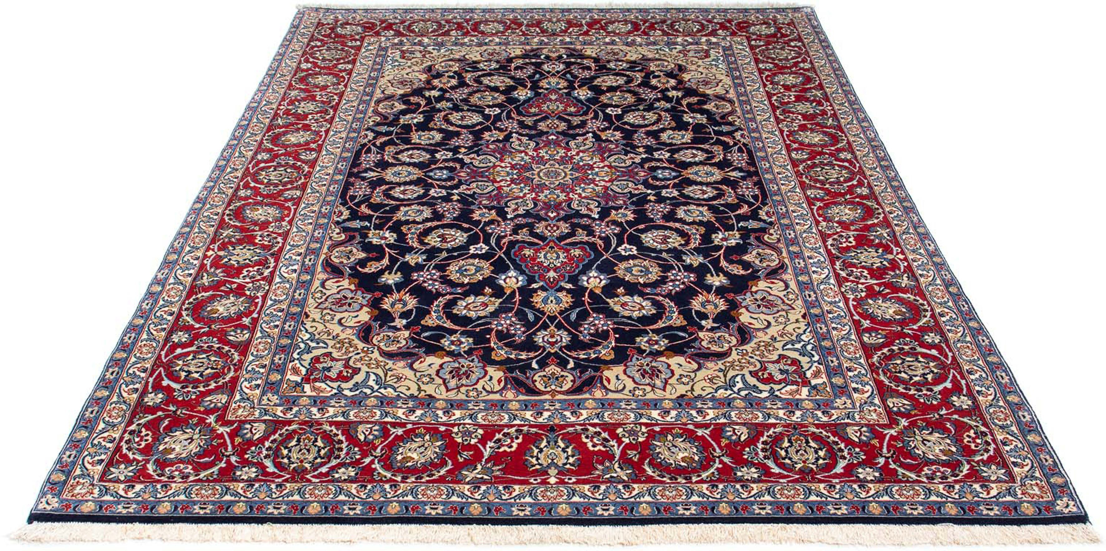Orientteppich Perser - Isfahan - rechteckig, Premium Höhe: - 6 Einzelstück 233 Wohnzimmer, Zertifikat 160 mm, morgenland, cm dunkelblau, - x mit Handgeknüpft
