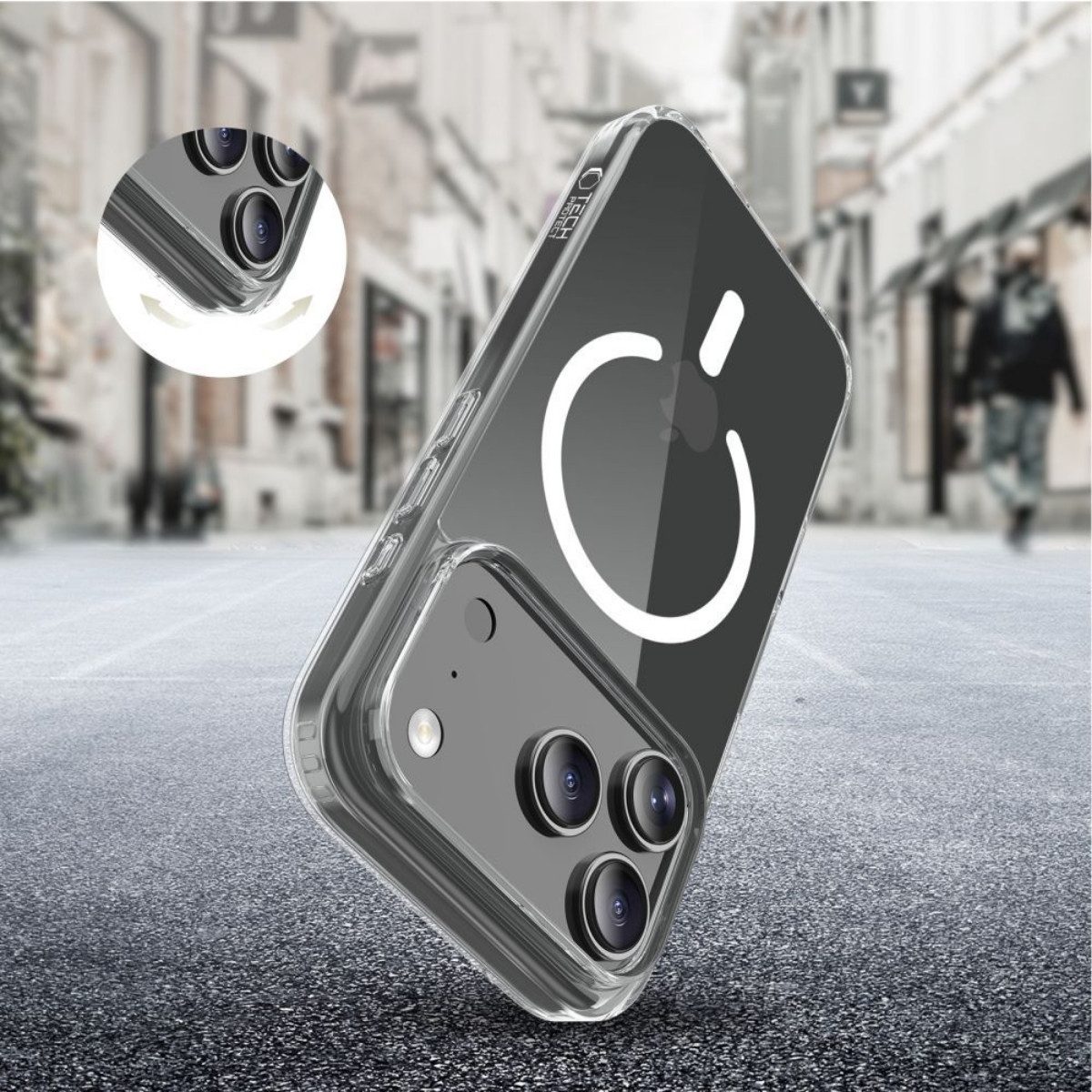 TECH PROTECT Handyhülle FlexAir Schutz- Cover kompatibel mit Google Pixel 10 Pro XL - Klar 6,8, Transparentes Hybrid-Case mit Magnetring für kabelloses Laden