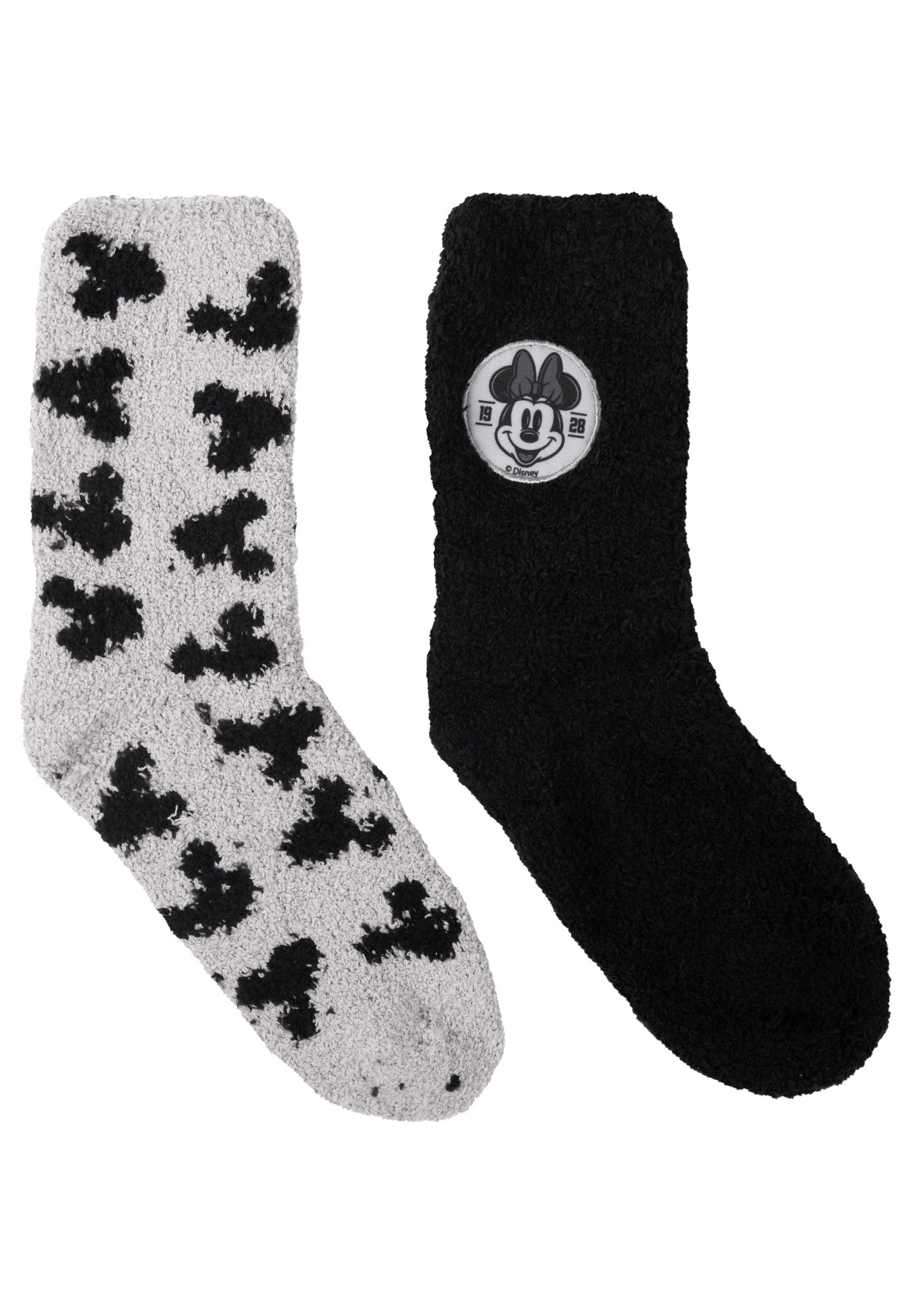 United Labels® Socken Disney Minnie Mouse Kuschelsocken Damen warme Socken Grau (2er Pack)
