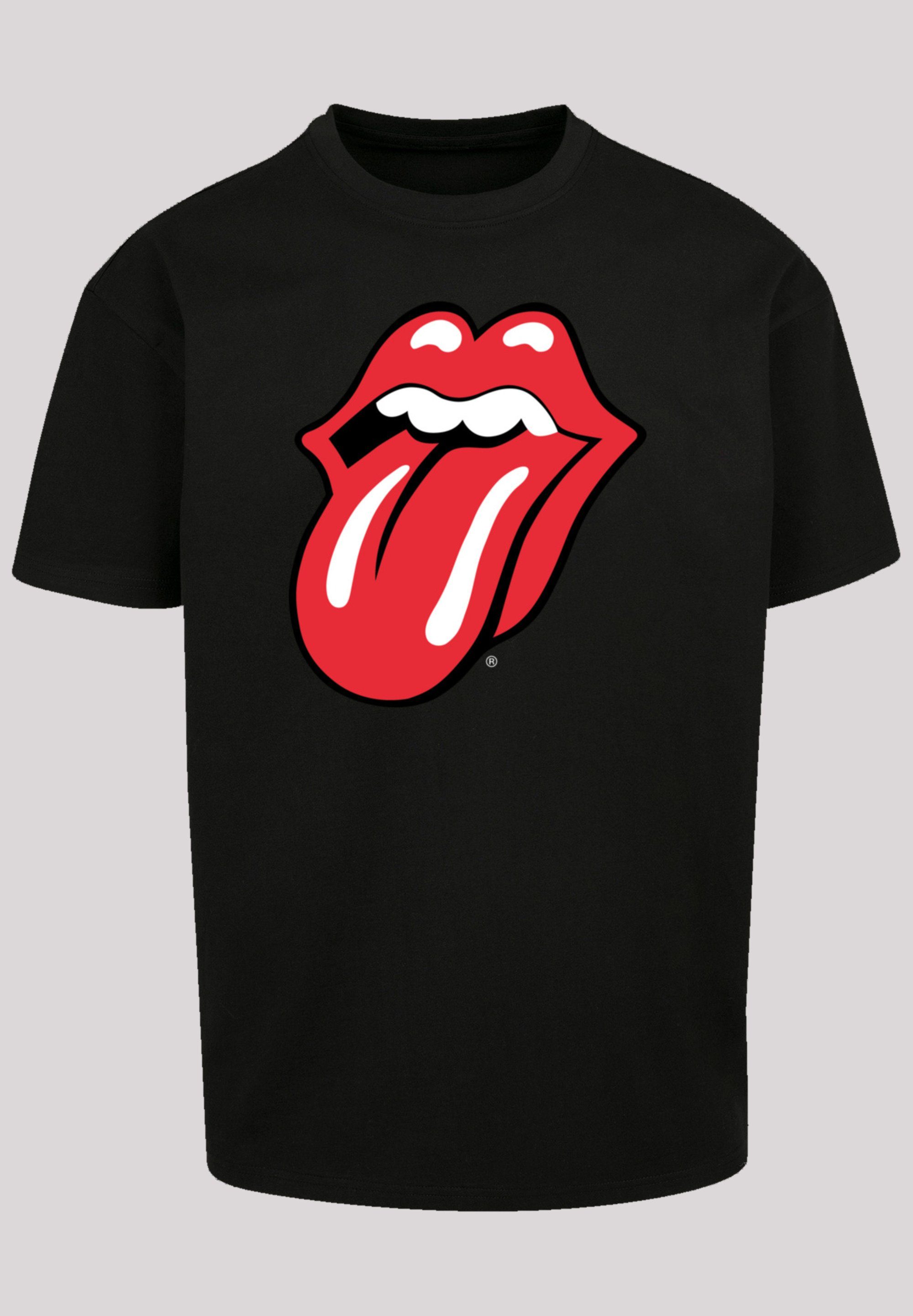 Rot F4NT4STIC schwarz Print Rolling T-Shirt The Stones Zunge