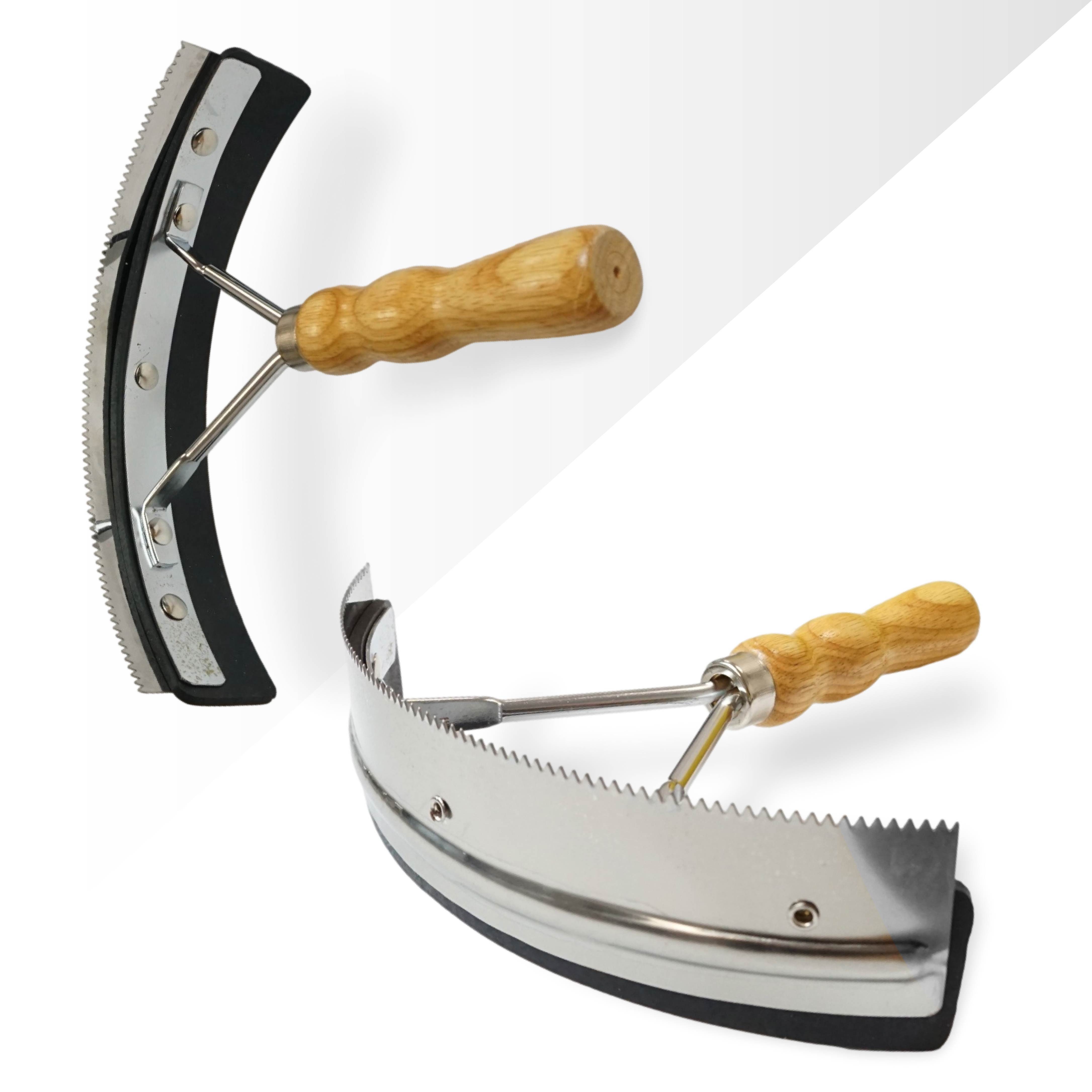 Pferdelinis Pferdebürste Schweissmesser für Pferde mit Holzgriff & Zacken, Putzzeug für Pferde, Metallstriegel, (1-tlg), Fellwechselhelfer, Schweissmesser
