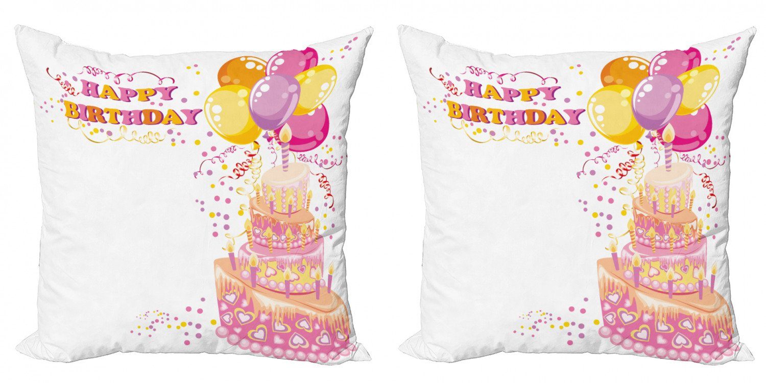 Kissenbezüge Modern Accent Doppelseitiger Digitaldruck, Abakuhaus (2 Stück), Geburtstagsparty Mädchen Themenkuchen
