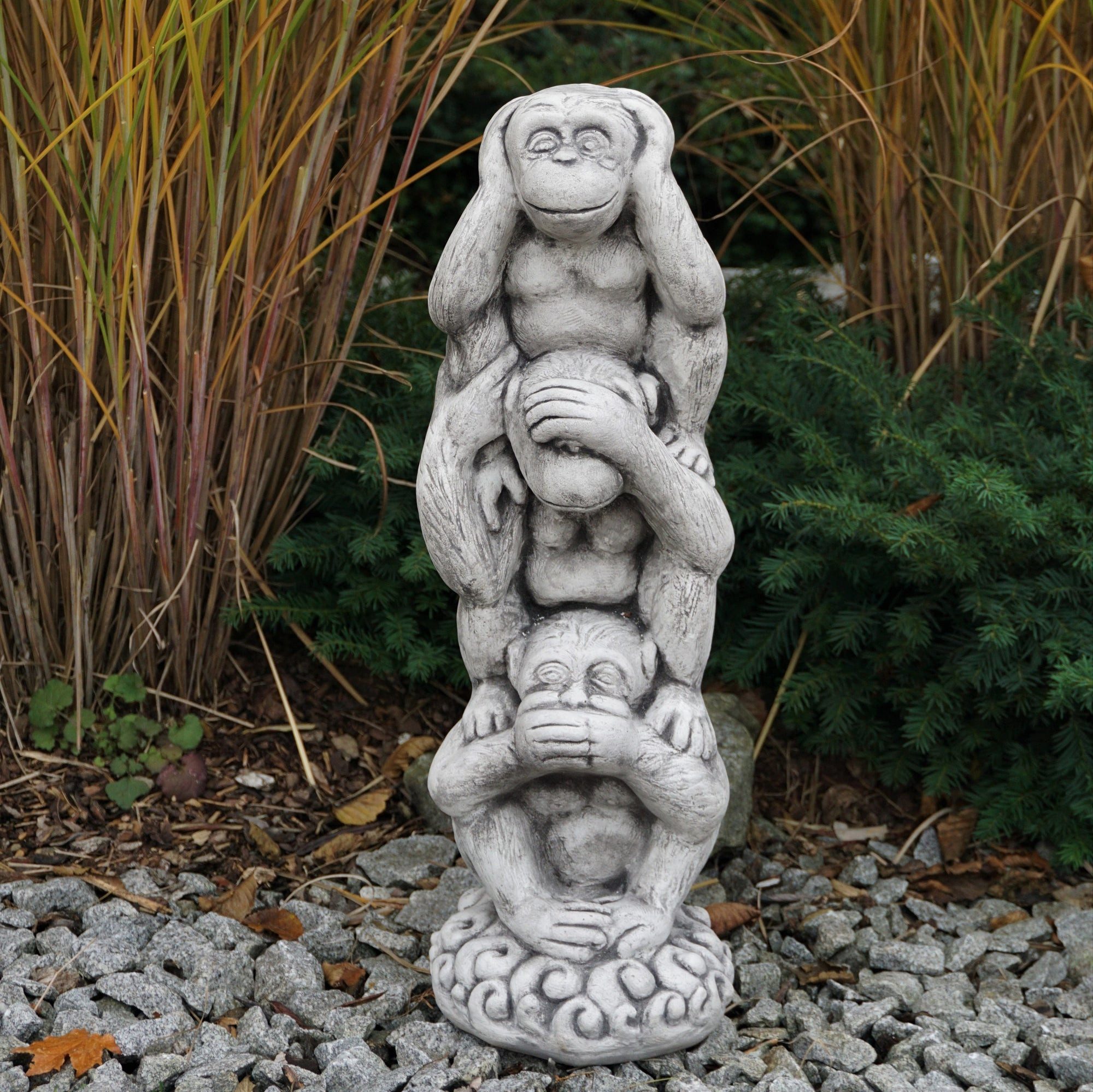 Gartenfigur DREI Affen: Nichts sehen, hören, Sagen, H. 63 cm, 24 kg