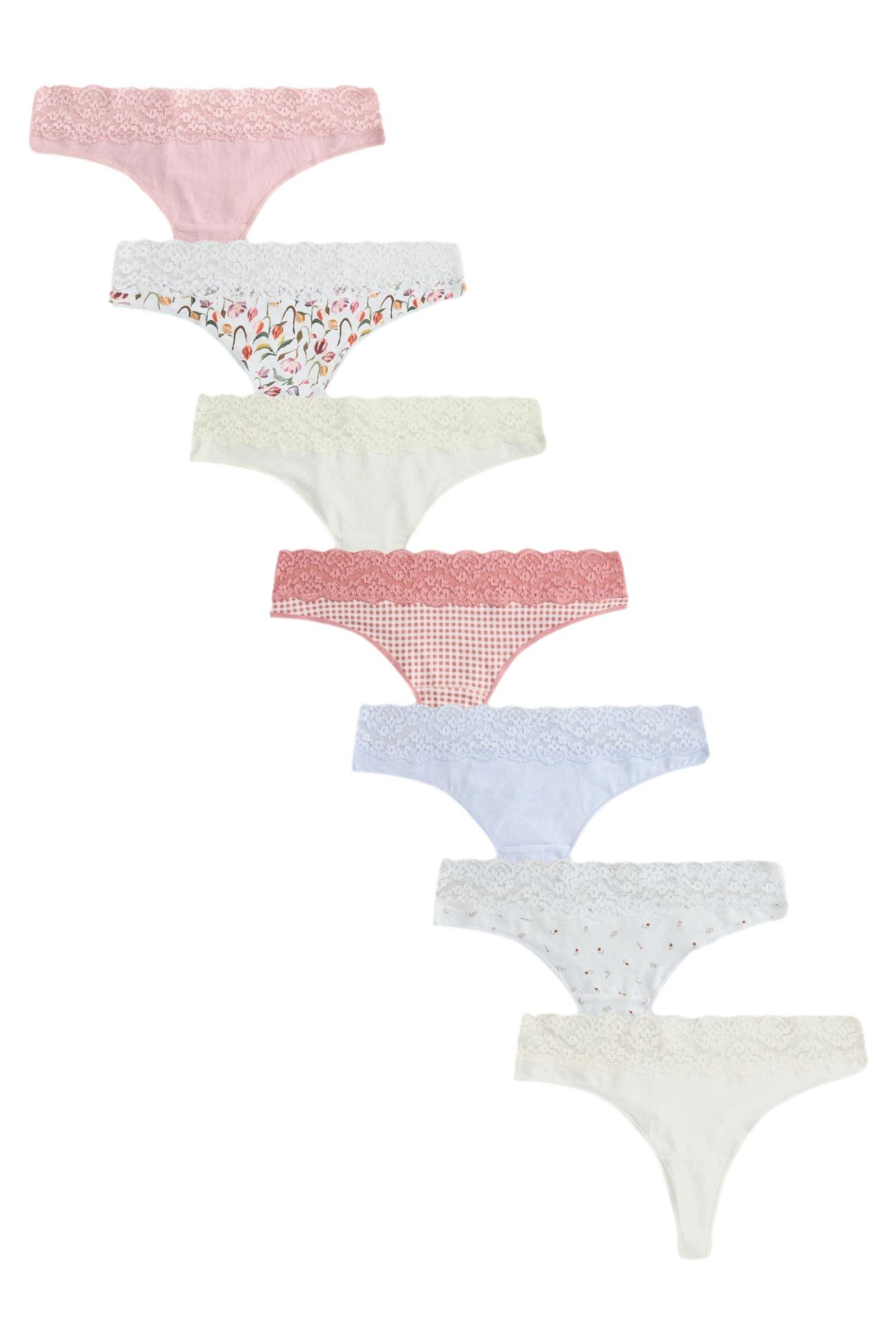 Next Tanga 7er-Pack Baumwollslips mit Spitze, Tanga (7-St)