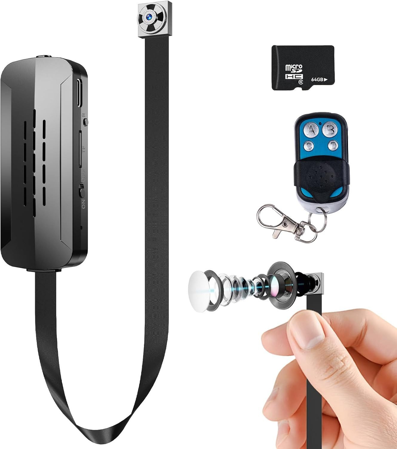 SpionProfi Überwachungskamera 64GB 4K Mini Kamera Video Foto Bild Aufnahme Überwachung (1-tlg., 4k Mini Knopf 64GB Kamera Spycam Versteckte Spion Cam)