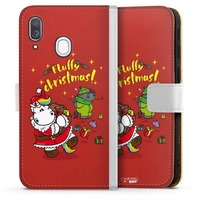 DeinDesign Handyhülle Pummeleinhorn Fluffy Christmas Red Samsung Galaxy A40 Hülle Handy Flip Case Wallet Cover