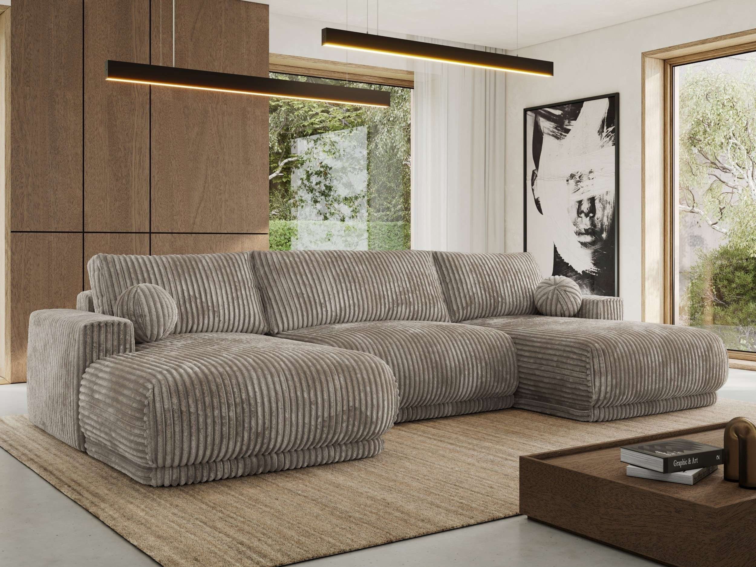MKS MÖBEL Ecksofa RINA U, Set, Sofa mit Schlaffunktion und Bettkasten, DL-Automat, HR-Schaum, Wellenfederung, Schlaffunktion, Bettkasten