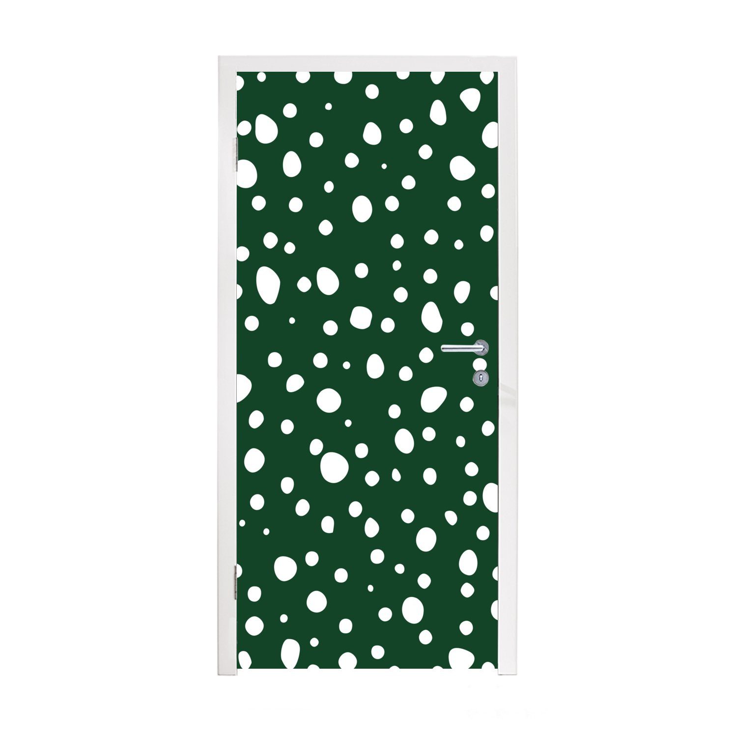 MuchoWow Türtapete Polka dots - Weiß - Grün, Matt, bedruckt, (1 St), Fototapete für Tür, Türaufkleber, 75x205 cm