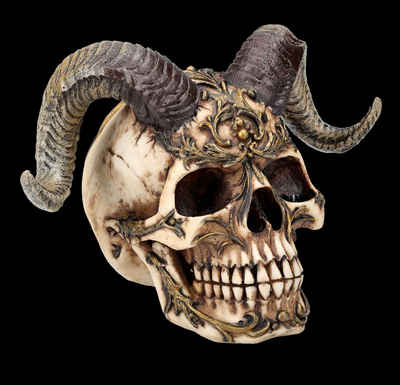 Figuren Shop GmbH Dekofigur Totenkopf Figur mit Hörnern - Diablo Skull - Totenschädel Gothic Skull