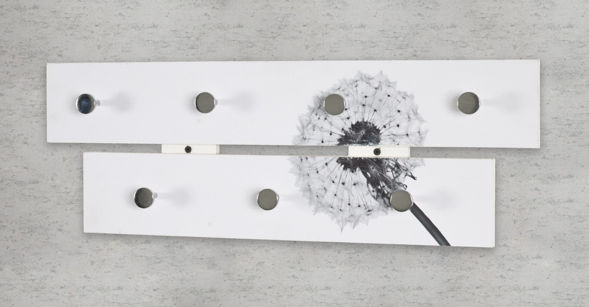 HAKU Garderobenleiste in chrom, Motiv Pusteblume - 60x21x5 (BxHxT)
