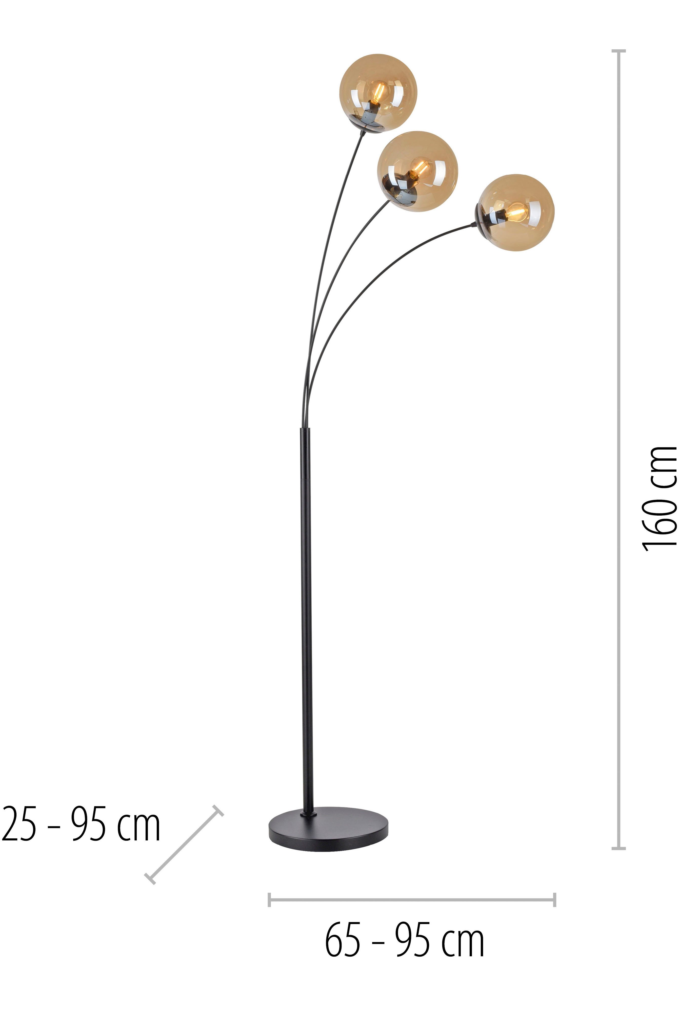 my home Stehlampe Nymölla, ohne Leuchtmittel, Stehleuchte mit großen Glaskugeln amberfarben oder opal matt weiß