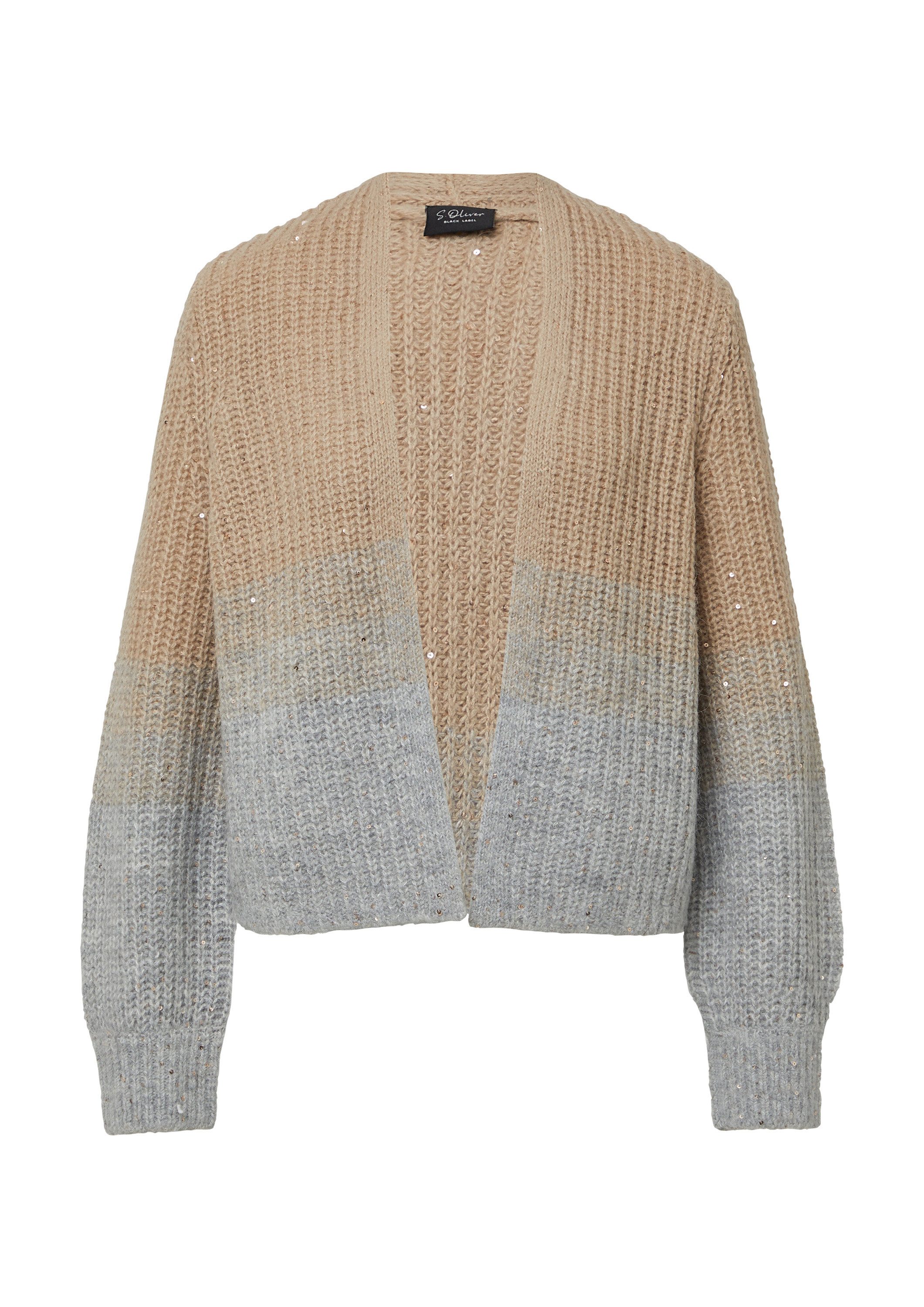 s.Oliver Cardigan Strickjacke Grobstrickjacke mit Farbverlauf und Pailletten-Details