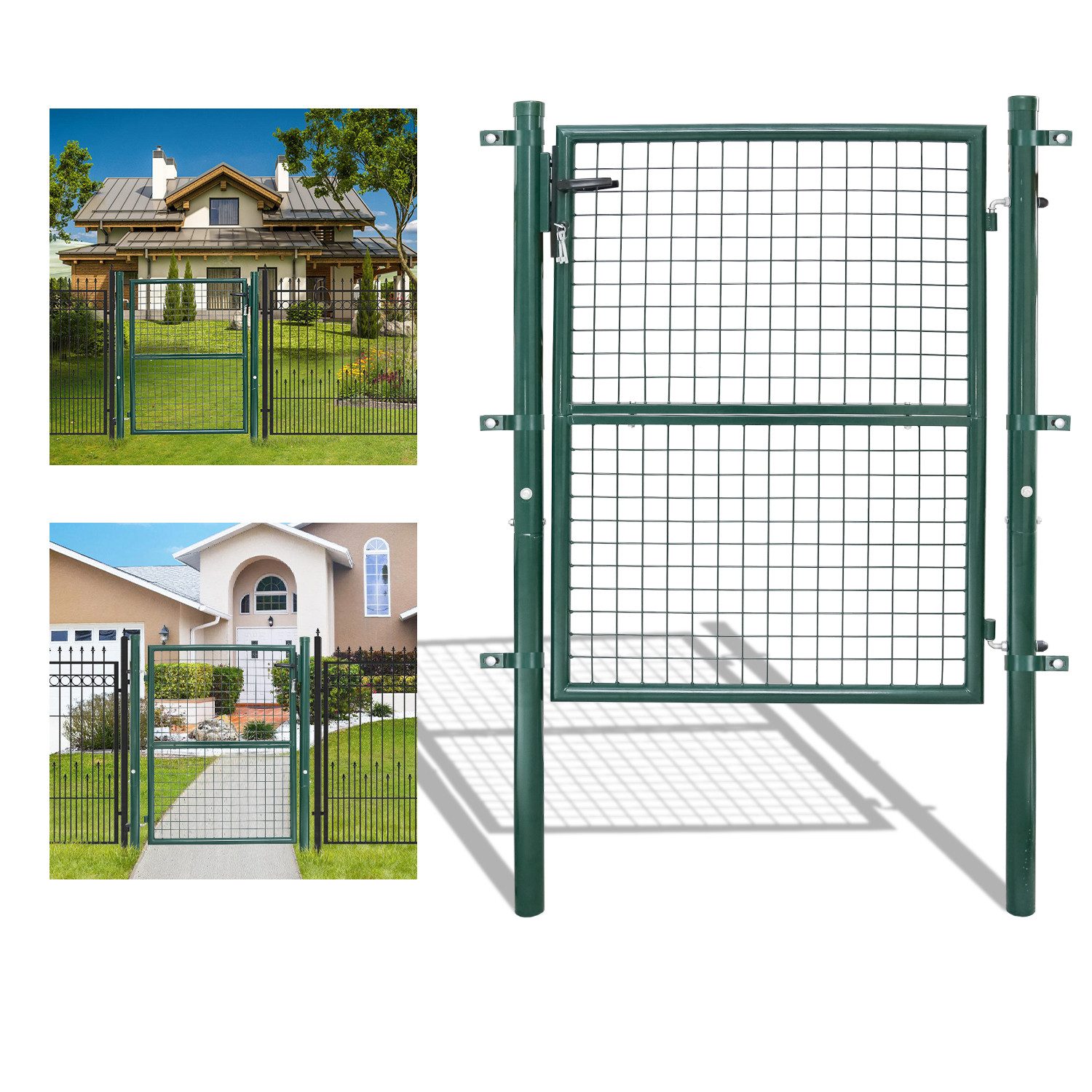 Clanmacy Gartentor Gartentür Gartentor Zauntür Zauntor Gartenpforte Zauntür Gartenzaun, mit Schloss, Türklinke und Schlüssel