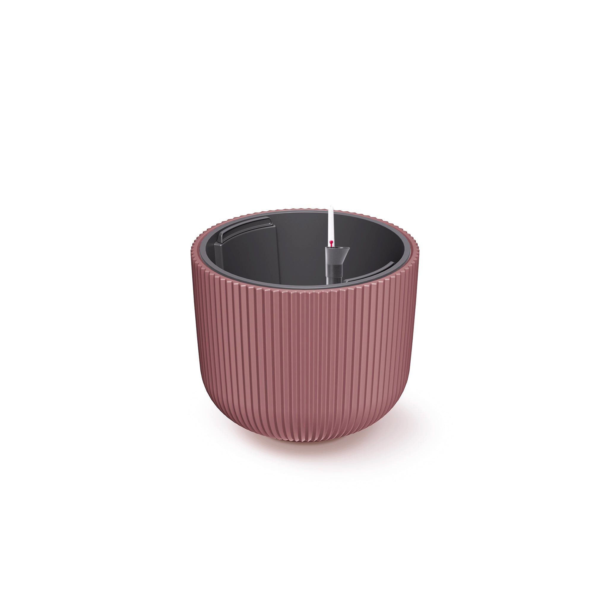 VidaAtHome.de Blumentopf Design-Pflanztopf CYRA ø 24er mit Bewässerungseinsatz, In modernem Rillendesign, mit Bewässerungseinsatz