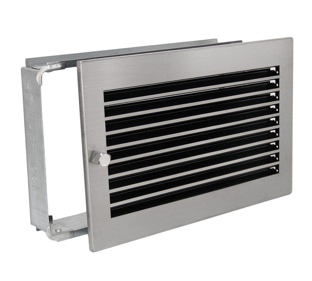 Lüftungsgitter Warmluftgitter WG 3523 MESM mit Edelstahl Blende 350x230 Abluftgitter, Regulierbare Lamellen mit Edelstahlblende