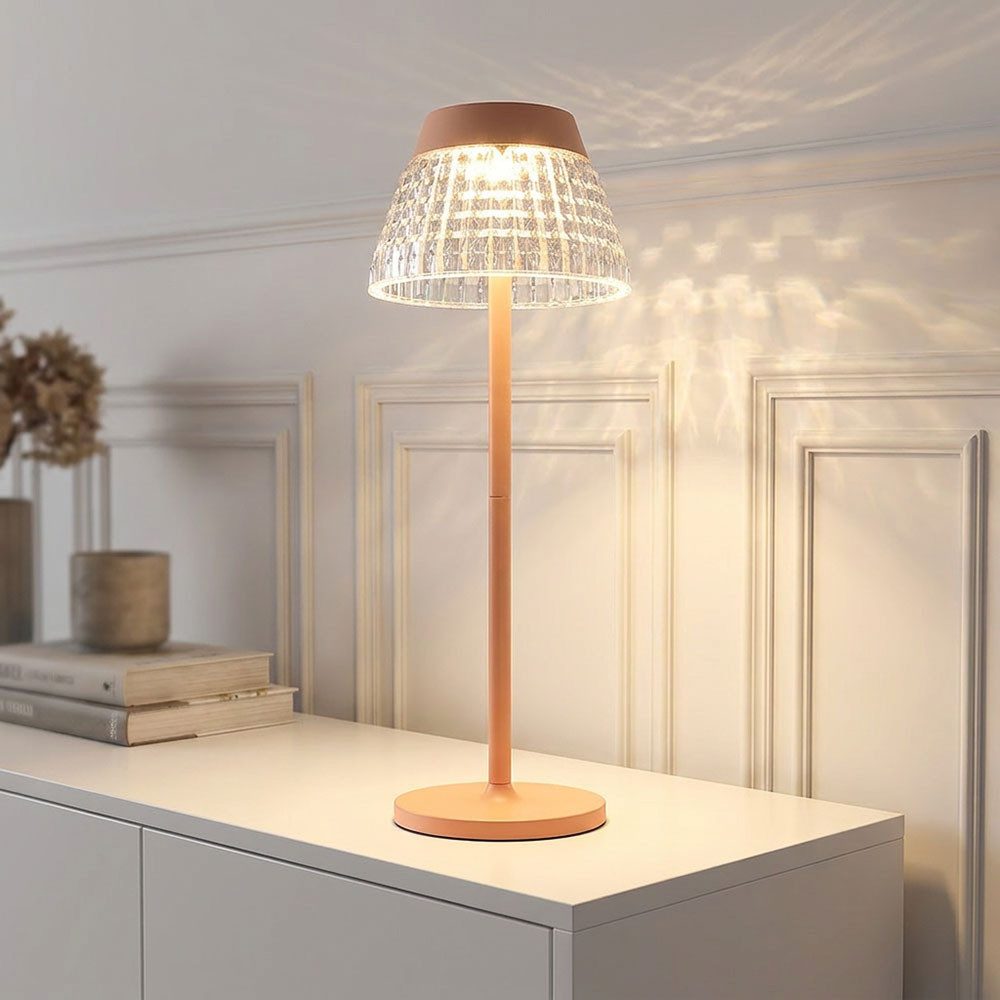 GLOBO LIGHTING LED Tischleuchte, LED-Leuchtmittel fest verbaut, Warmweiß, Tischleuchte Beistellleuchte Touchdimmer LED pfirsichfarben Akku USB