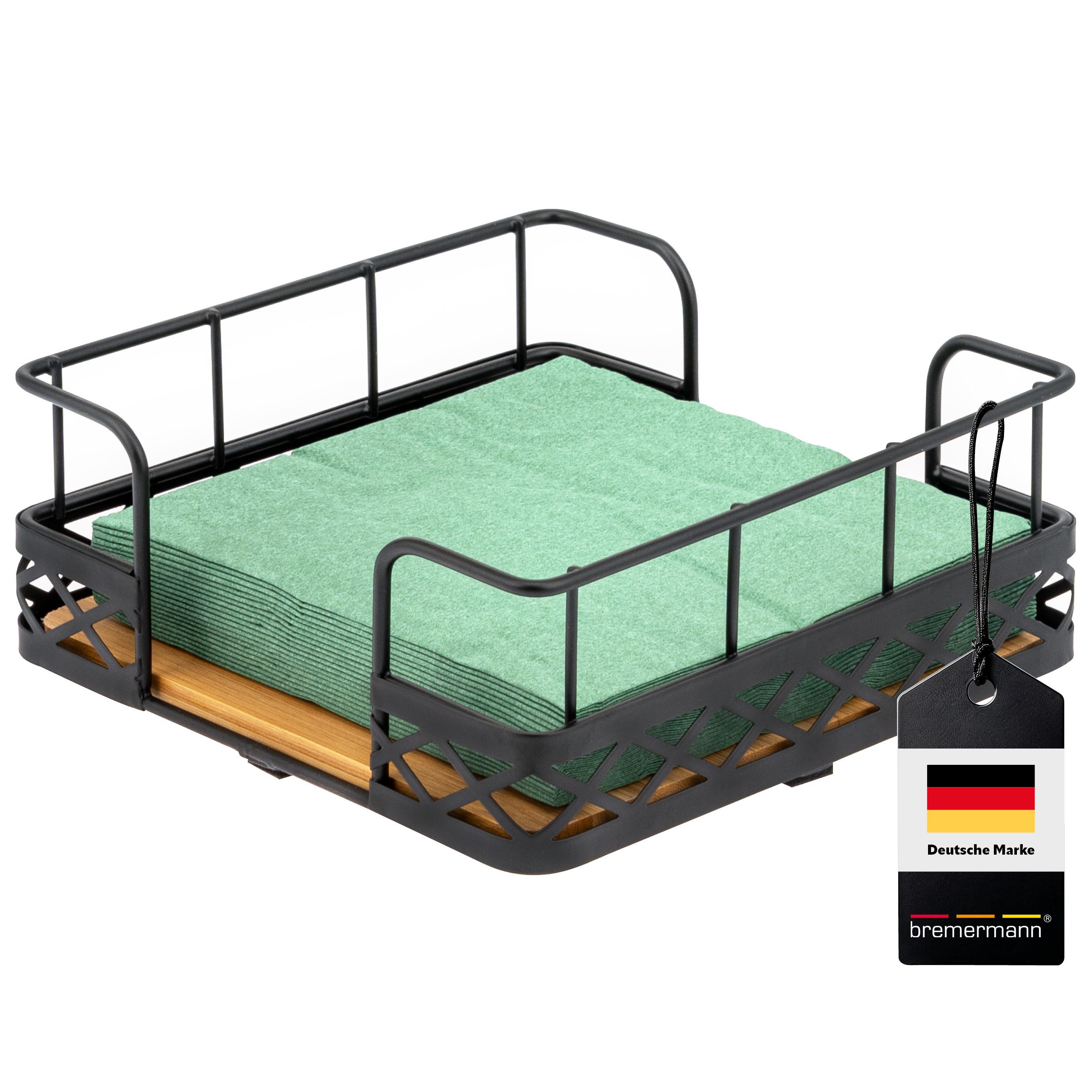bremermann Serviettenhalter Serviettenhalter für 33x33 Servietten, aus Bambus mit Metallrand