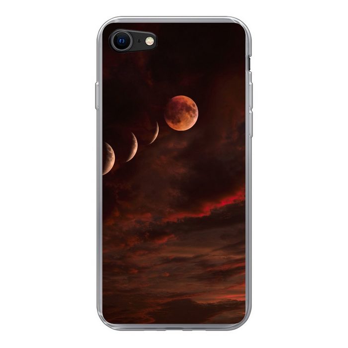 MuchoWow Handyhülle Mond - Wolken - Rot Handyhülle Apple iPhone 8 Smartphone-Bumper Print Handy Schutzhülle