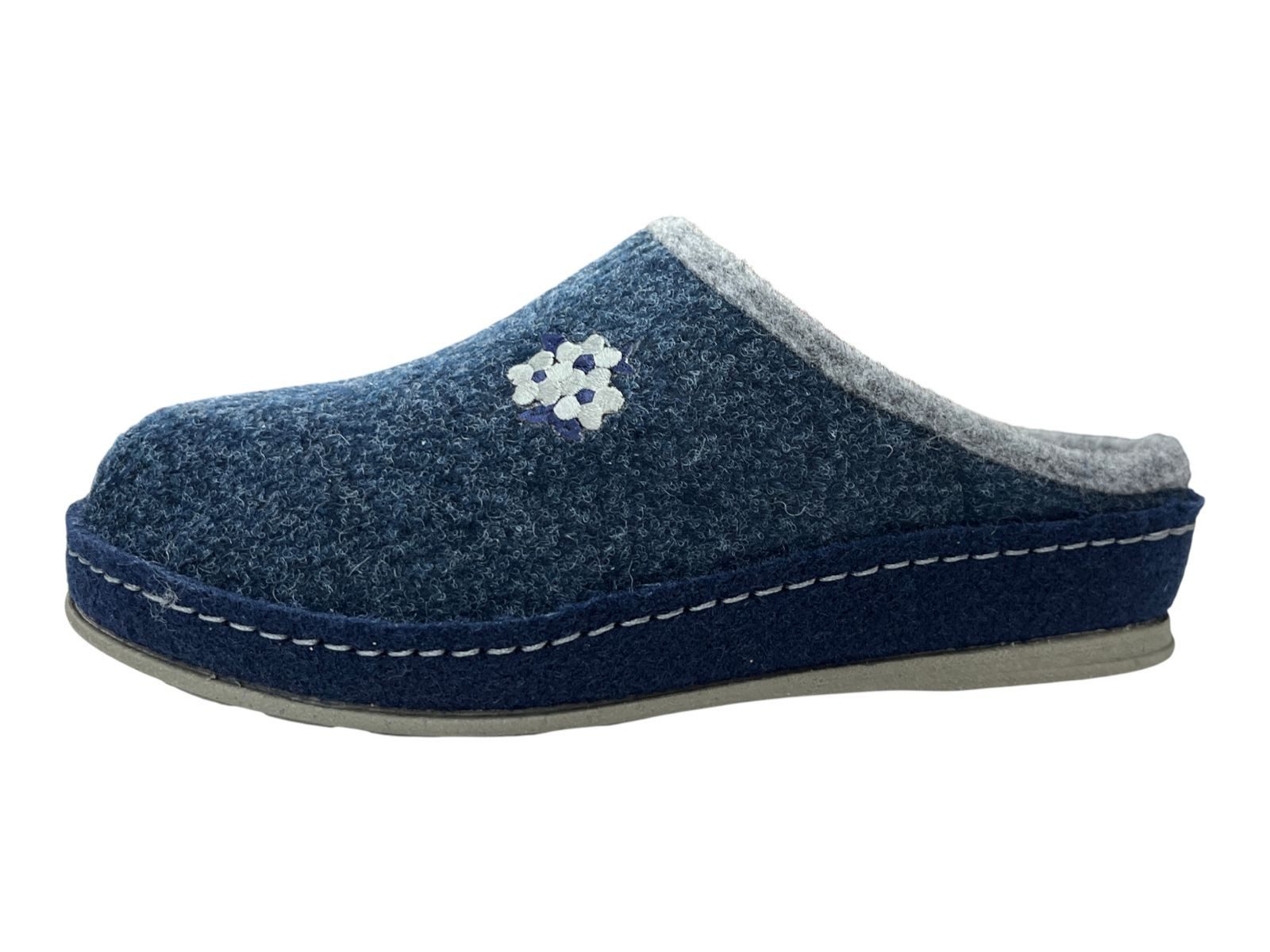 SCHAWOS Schawos Damen Pantoffel 2030-11 marine blau Hausschuh