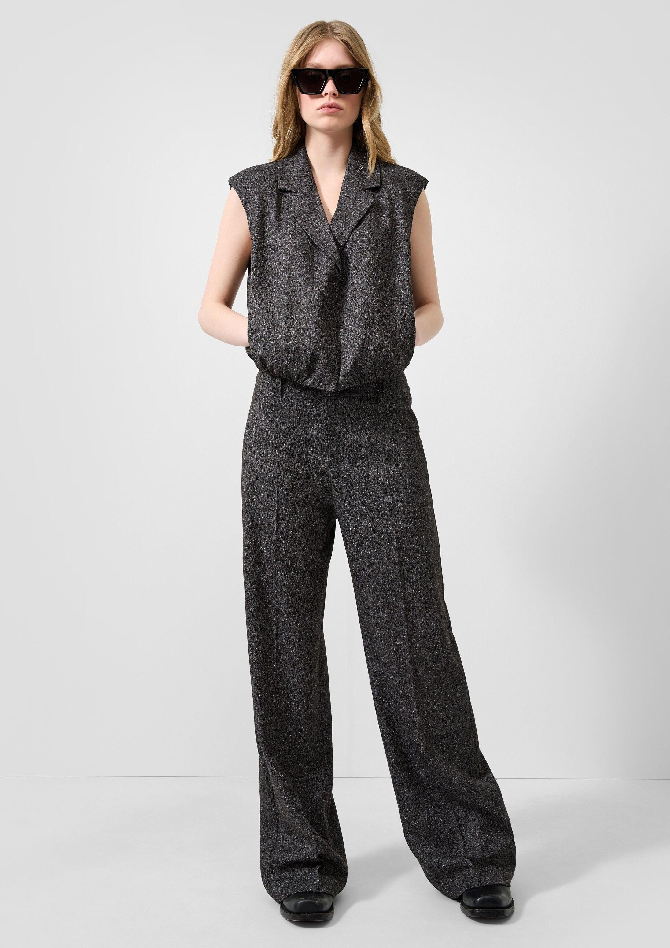 QS Chinos Hose Wide Leg-Hose in Tweed-Optik
