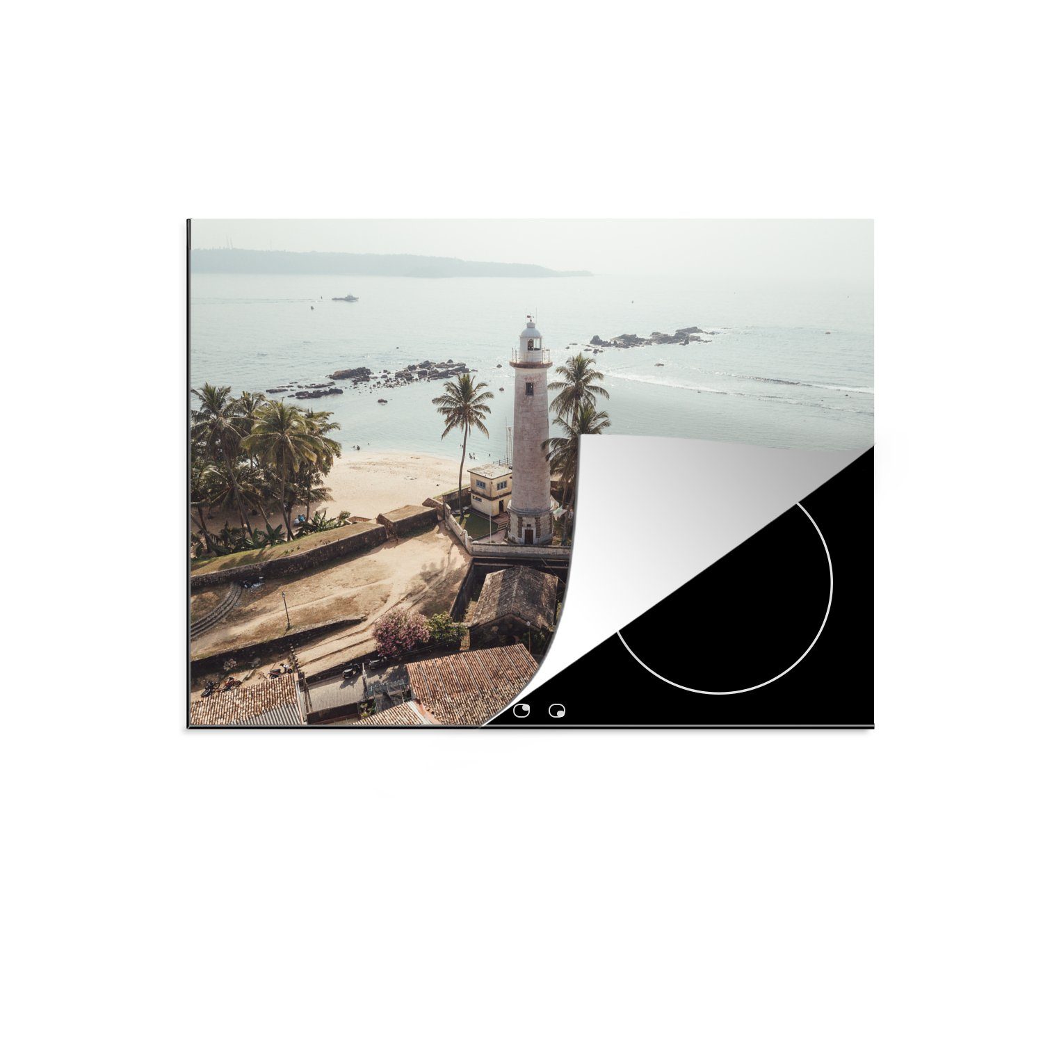 MuchoWow Herdblende-/Abdeckplatte Luftaufnahme des historischen Fort Galle in Sri Lanka, Vinyl, (1 tlg), 70x52 cm, Mobile Arbeitsfläche nutzbar, Ceranfeldabdeckung