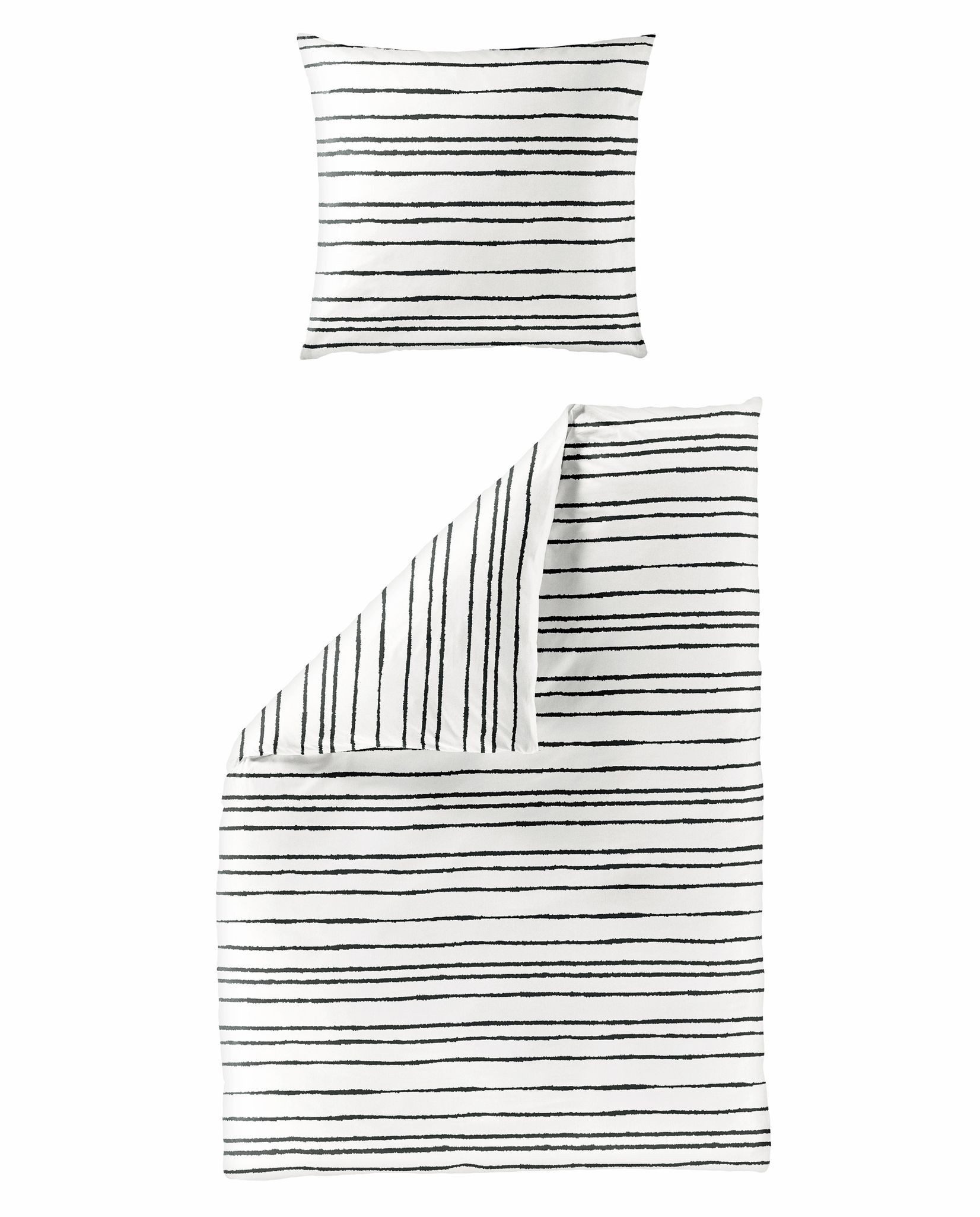 BIERBAUM Bettwäsche 135x200cm Streifen Schwarz Offwhite, günstig online kaufen