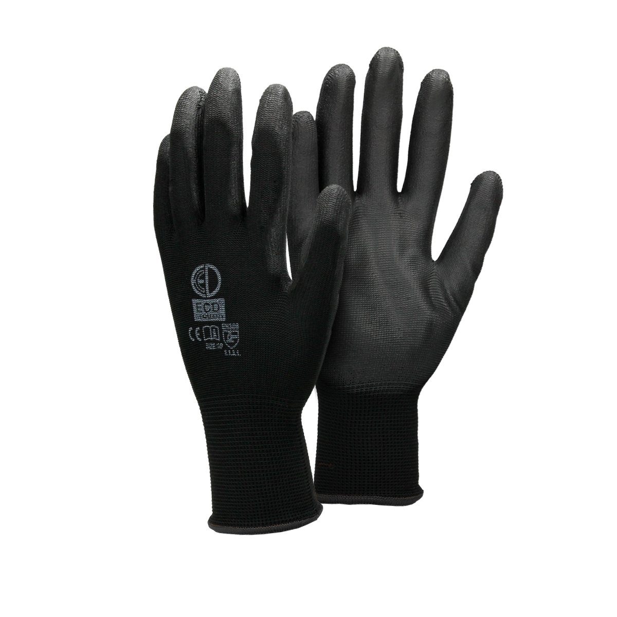 ECD Germany Arbeitshandschuh-Set Mechanikerhandschuhe Montagehandschuhe Schutzhandschuhe 36 Paar PU-Beschichtung Größe 10-XL Schwarz atmungsaktiv rutschfest