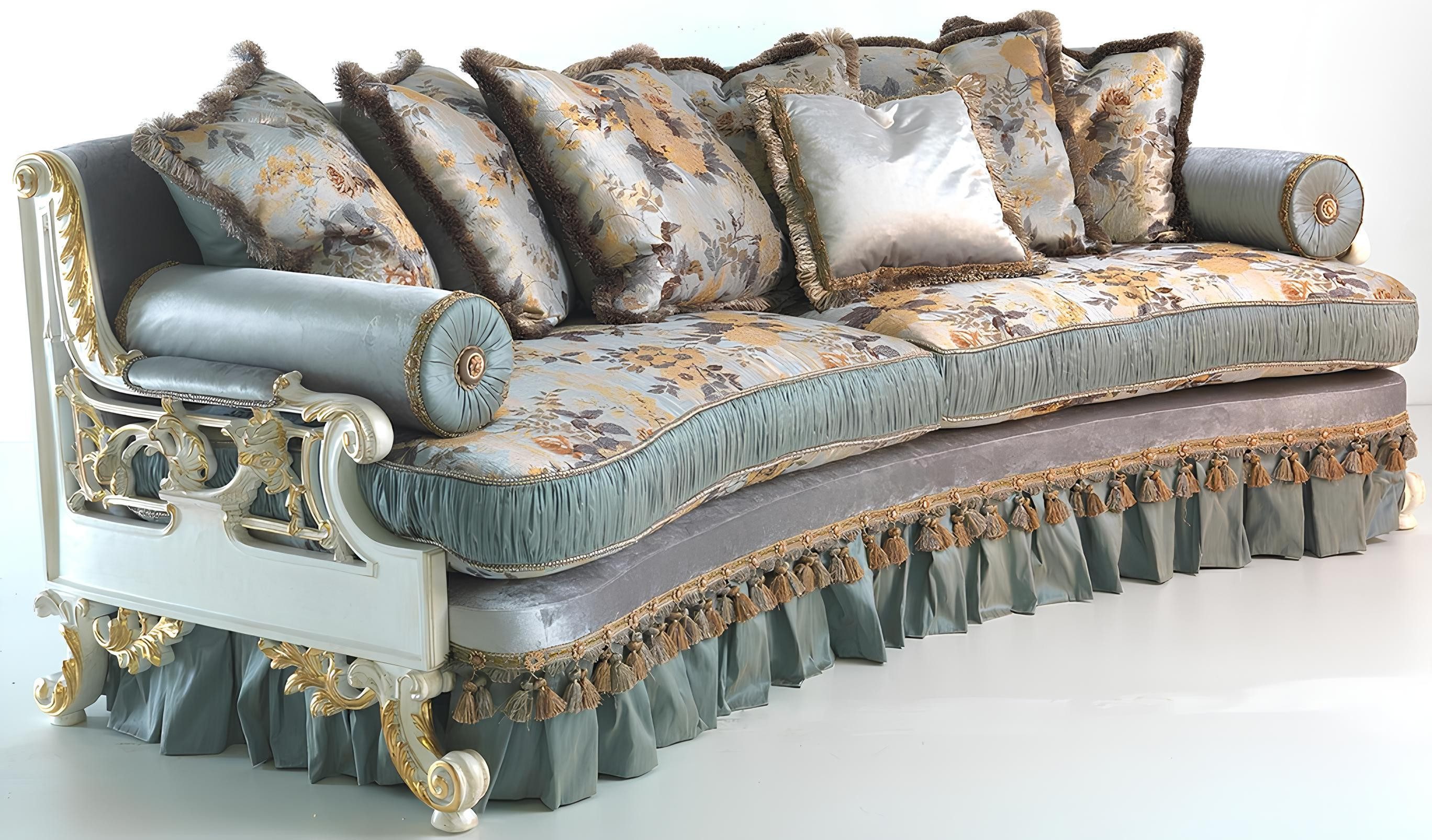 Xlmoebel 4-Sitzer XLMOEBEL Designer Sofa in Blau mit hochwertigem Polyester-Polsterstoff, 1 Teile, Made in Europa