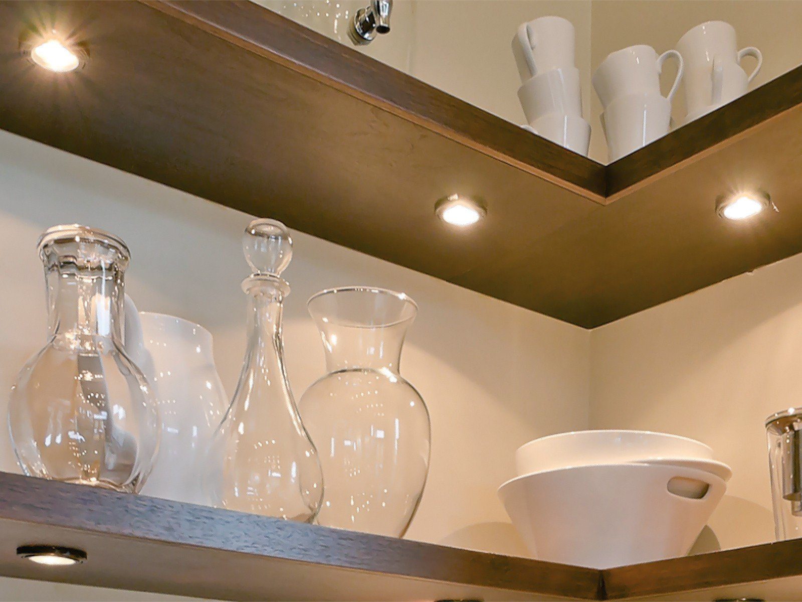 SSC-LUXon LED Bilderleuchte 3er-Set runde LED-Schrank-Kuechen-Unterbau-Leuchte, Warmweiß
