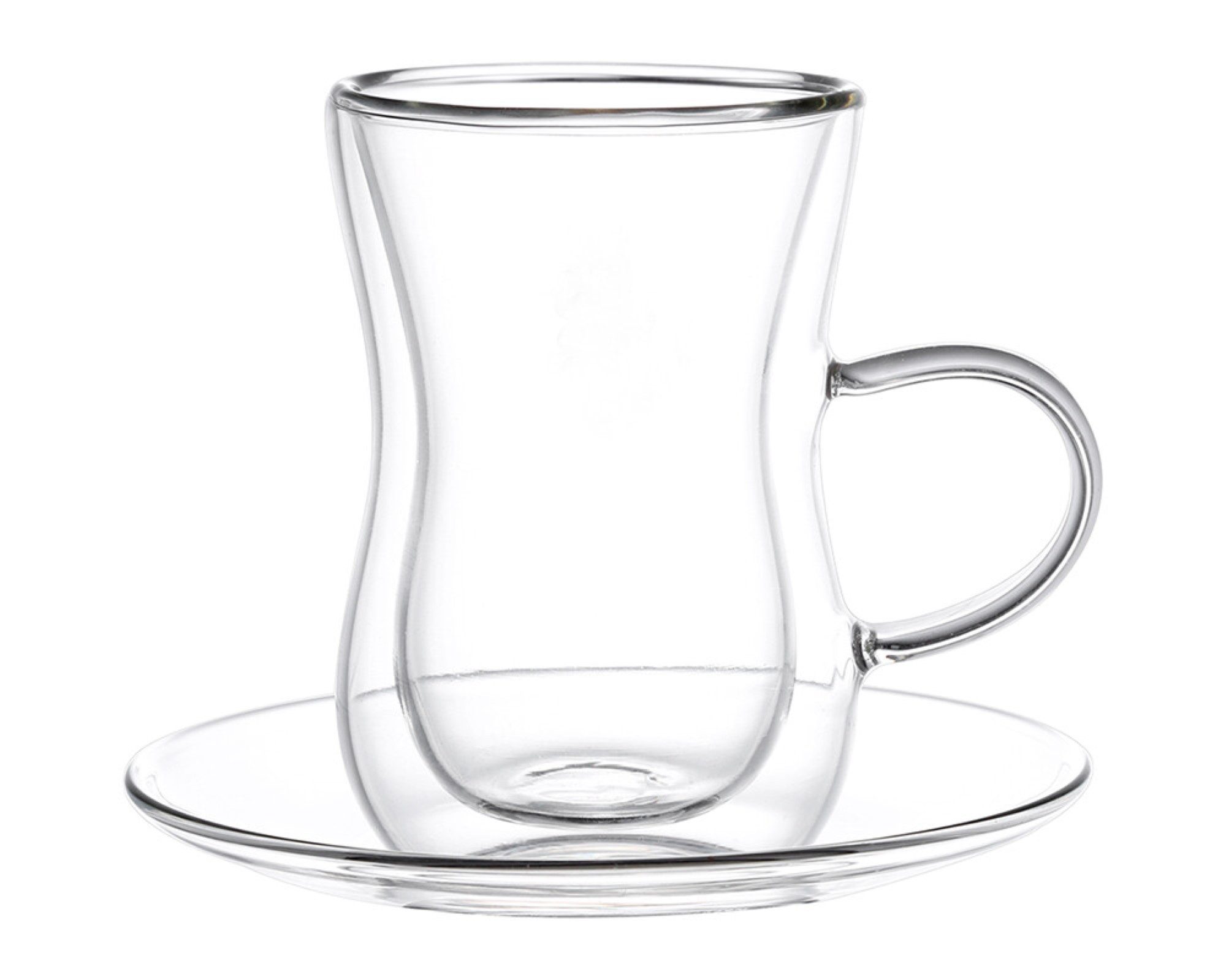 Teeglas 4 tlg. Teegläser-Set 150ml Doppelwandige Gläser mit Henkel