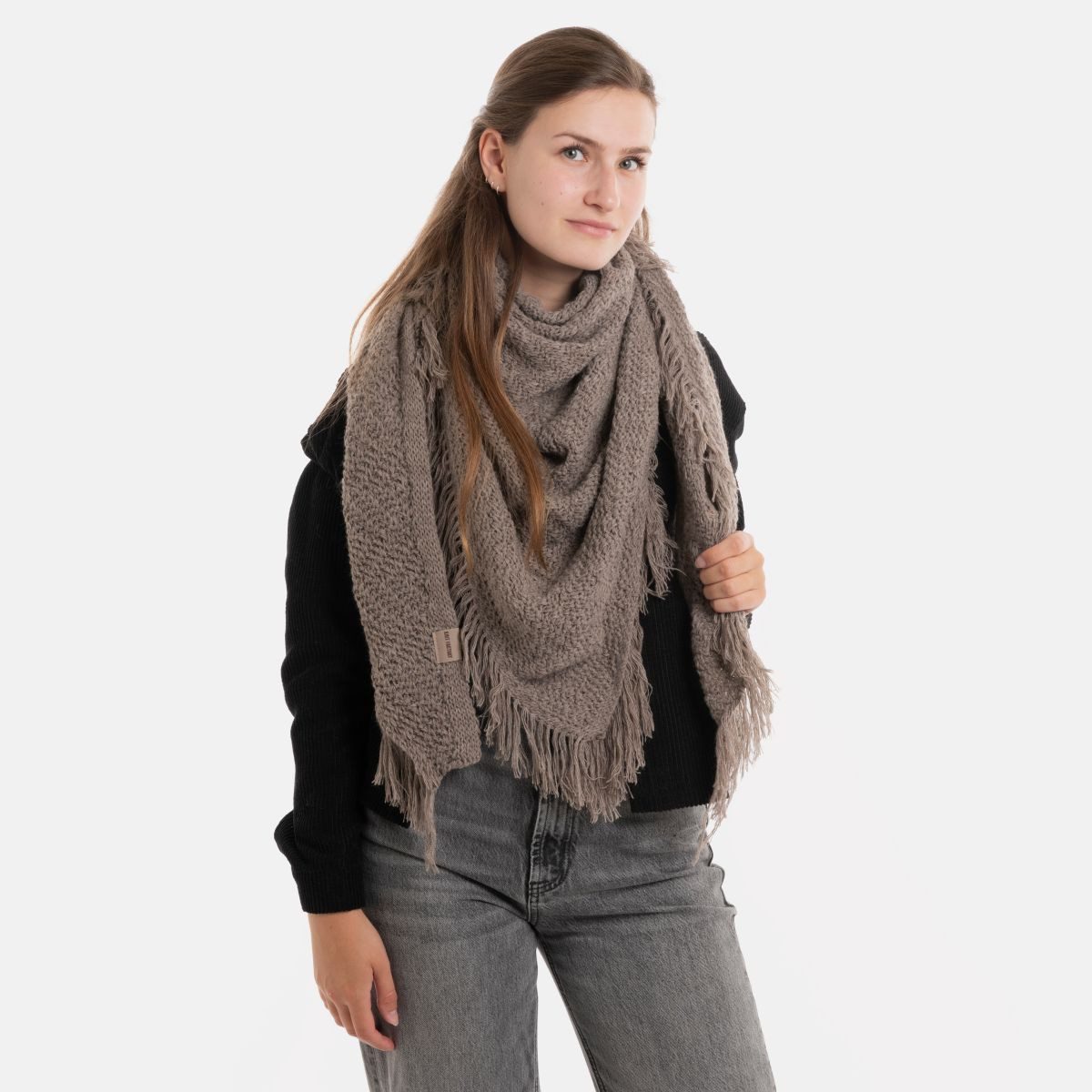 Knit Factory Strickschal Amber Dreiecksschal Marron, (1-St), Schal Halstuch Dreiecksschal Tuch Strickmode