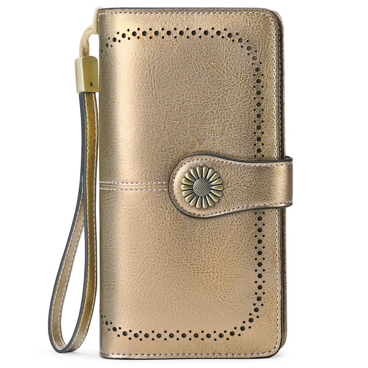 carefully selected Brieftasche Echtleder-Geldbörse mit RFID-Schutz und mehreren Kartenfächern Bronze | 
