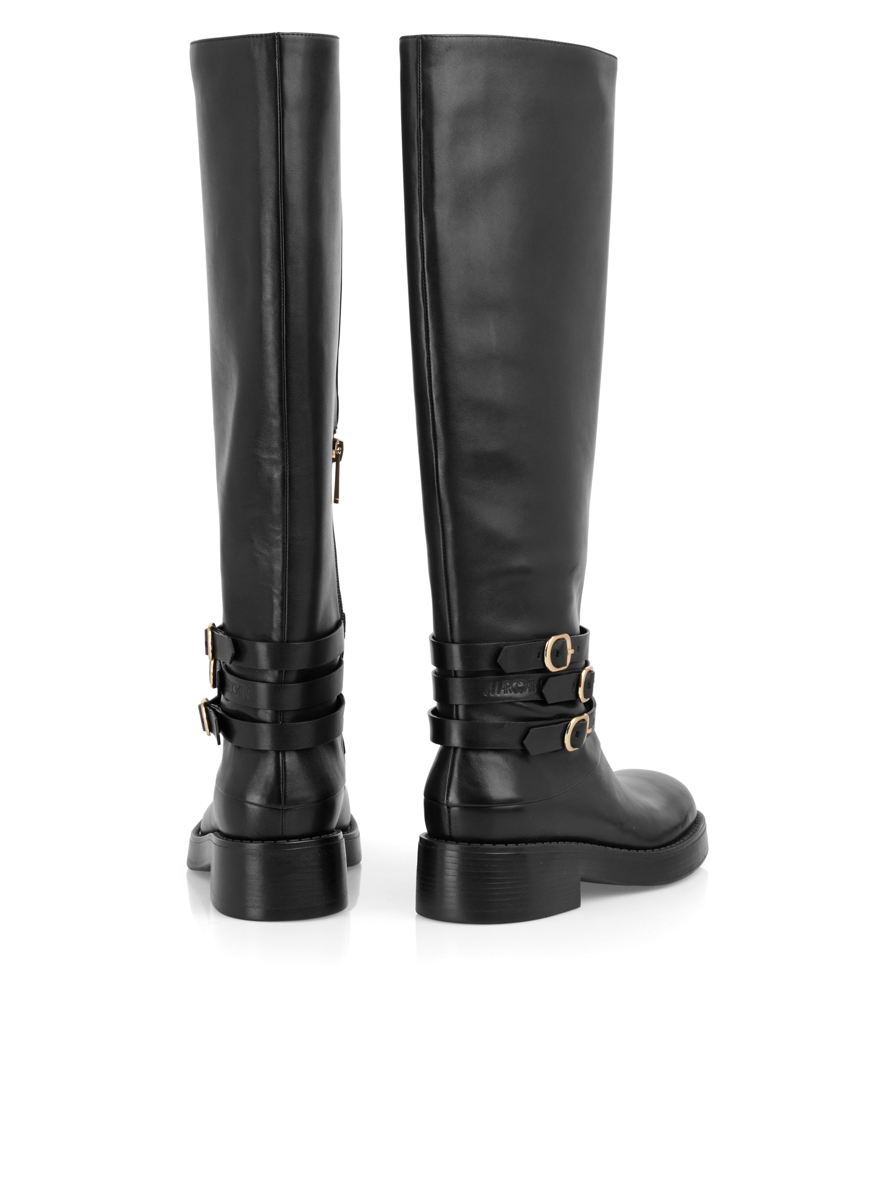 Marc Cain Collections Mystic Plumage Stiefel, Blockabsatz, Langschaftstiefel mit Zierschnallen – Bild 3 von 4