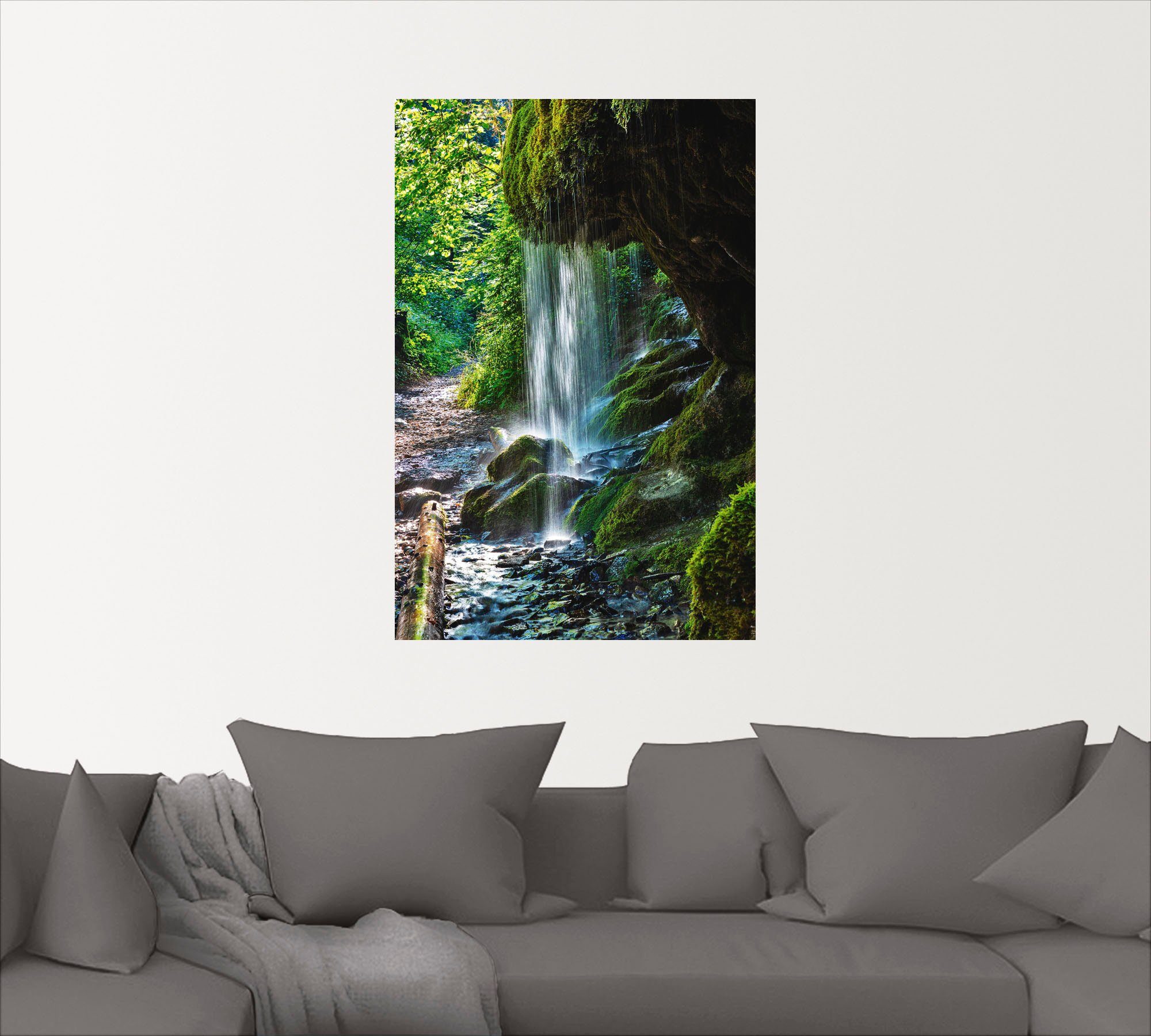 Leinwandbild, Wasserfallbilder Wandbild Größen Artland Moosbedeckter versch. als Wasserfall, Poster in oder Alubild, St), (1 Wandaufkleber