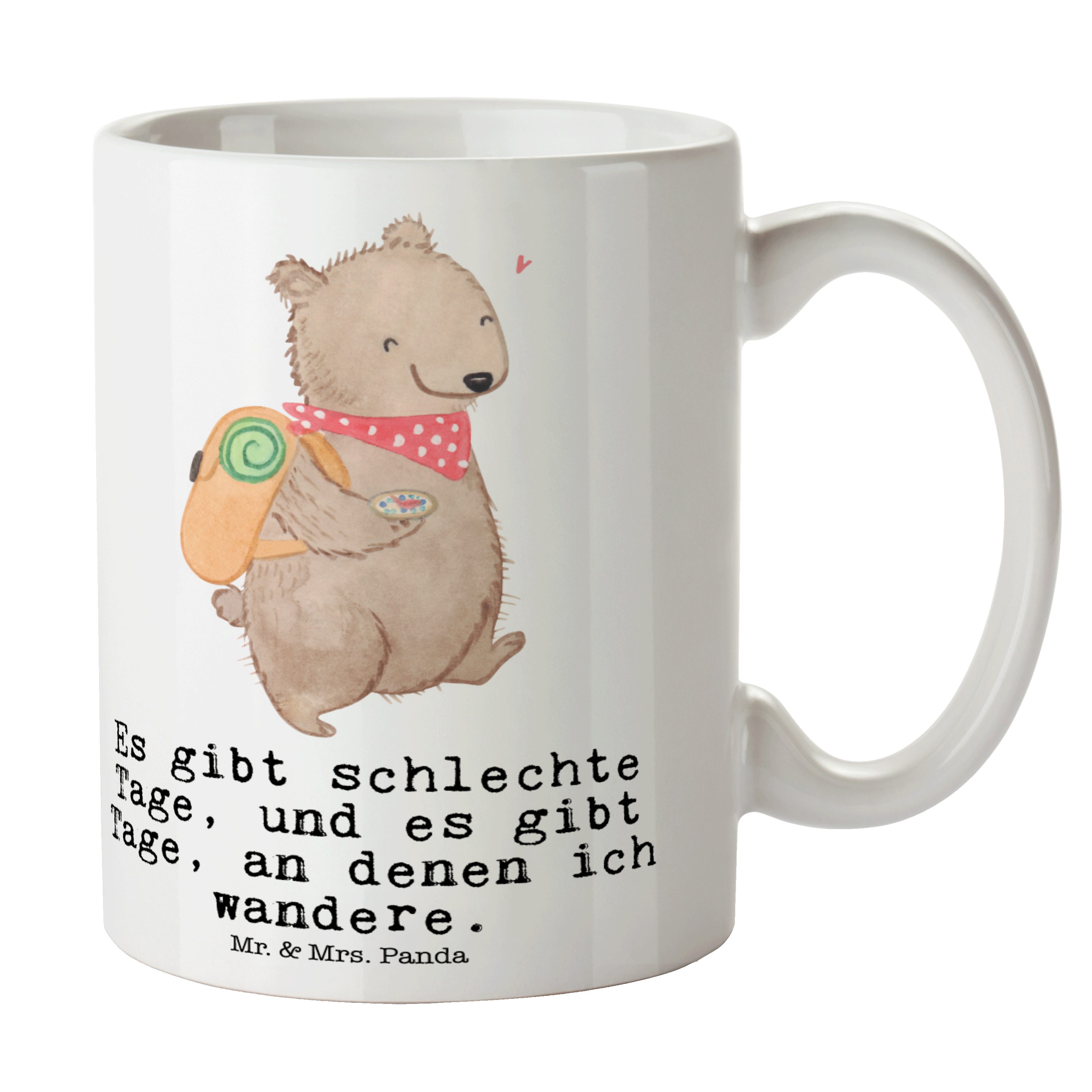 Mr. & Mrs. Panda Tasse Bär Wandern Tage - Weiß - Geschenk, Spazieren, Büro Tasse, Freizeitsp, Keramik