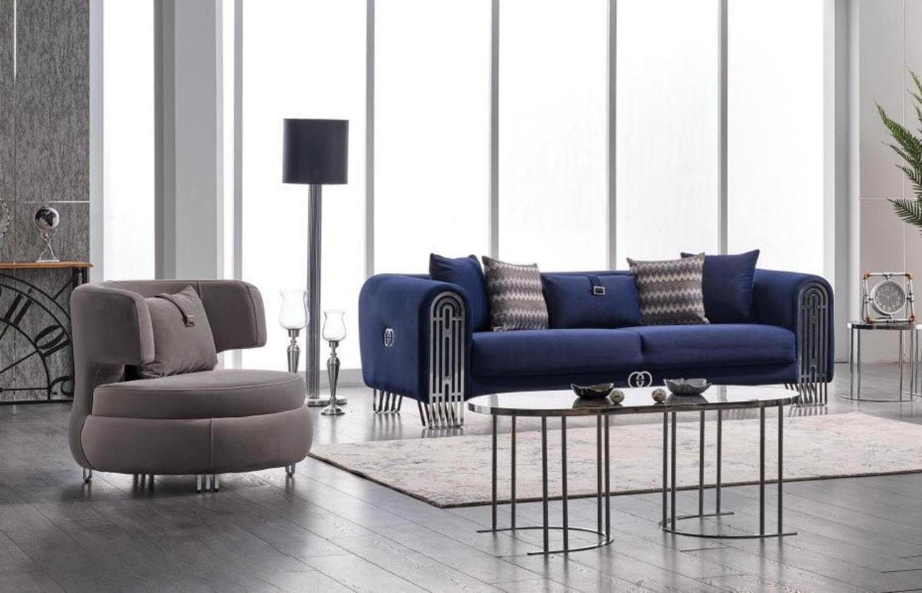 Couch Europa Couchen in Wohnzimmer-Set 2tlg, + 1x 3-Sitzer ohne Sitzer JVmoebel Sofa Couchtisch), 1x Luxus Sofagarnitur 3+1 (2-St., Made Polster Möbel Sessel