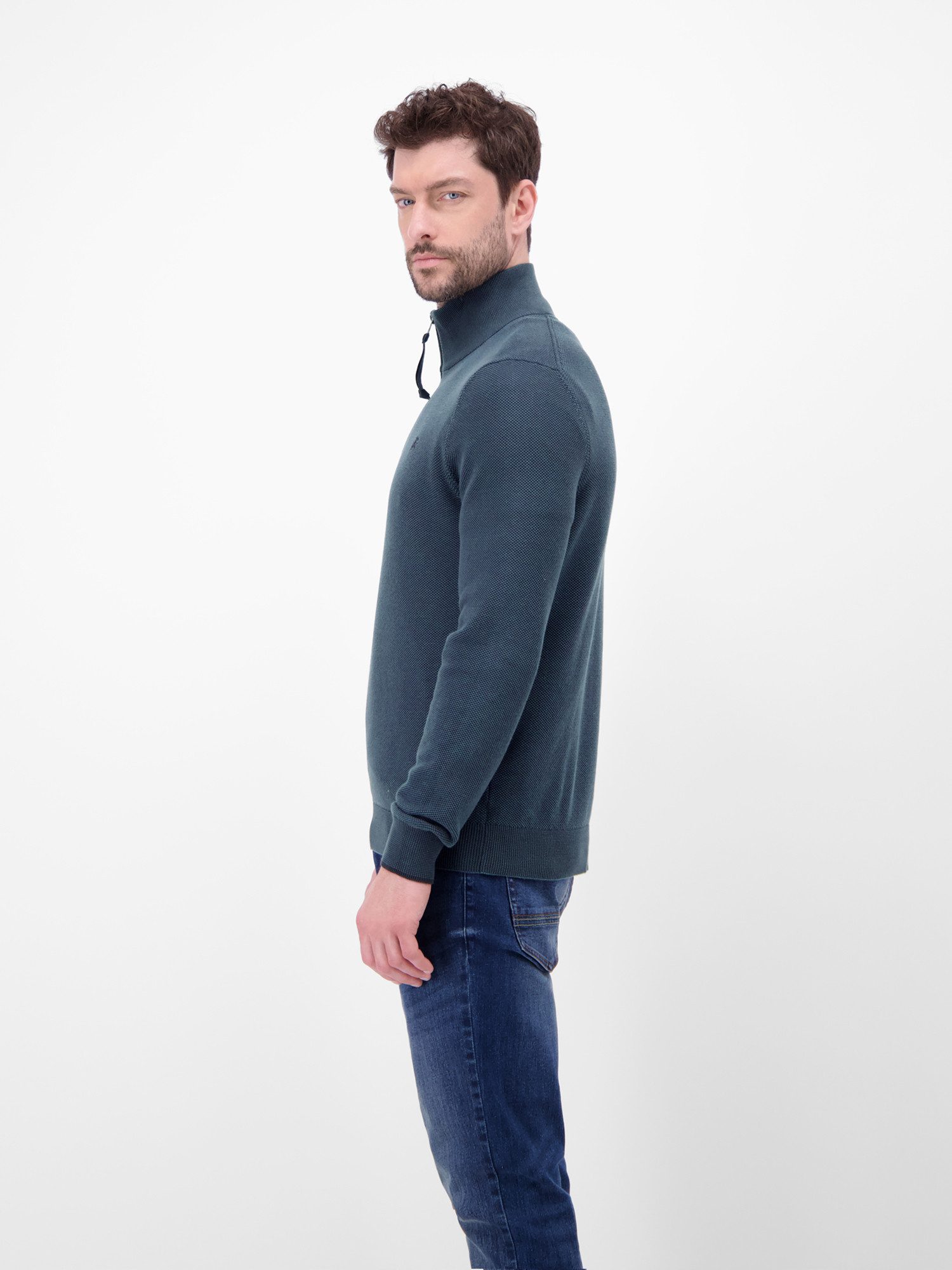 LERROS Sweatshirt Troyer in Strukturqualität Herrensweatshirt aus 100% Baumwolle & Troyer-Kragen mit Reißverschluss