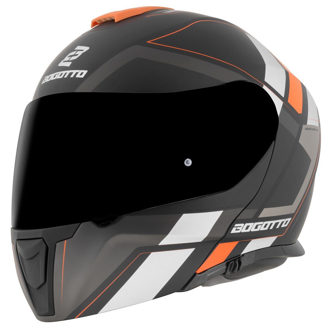 Bogotto Motorradhelm FF403 Murata Klapphelm, integriertes Sonnenvisier