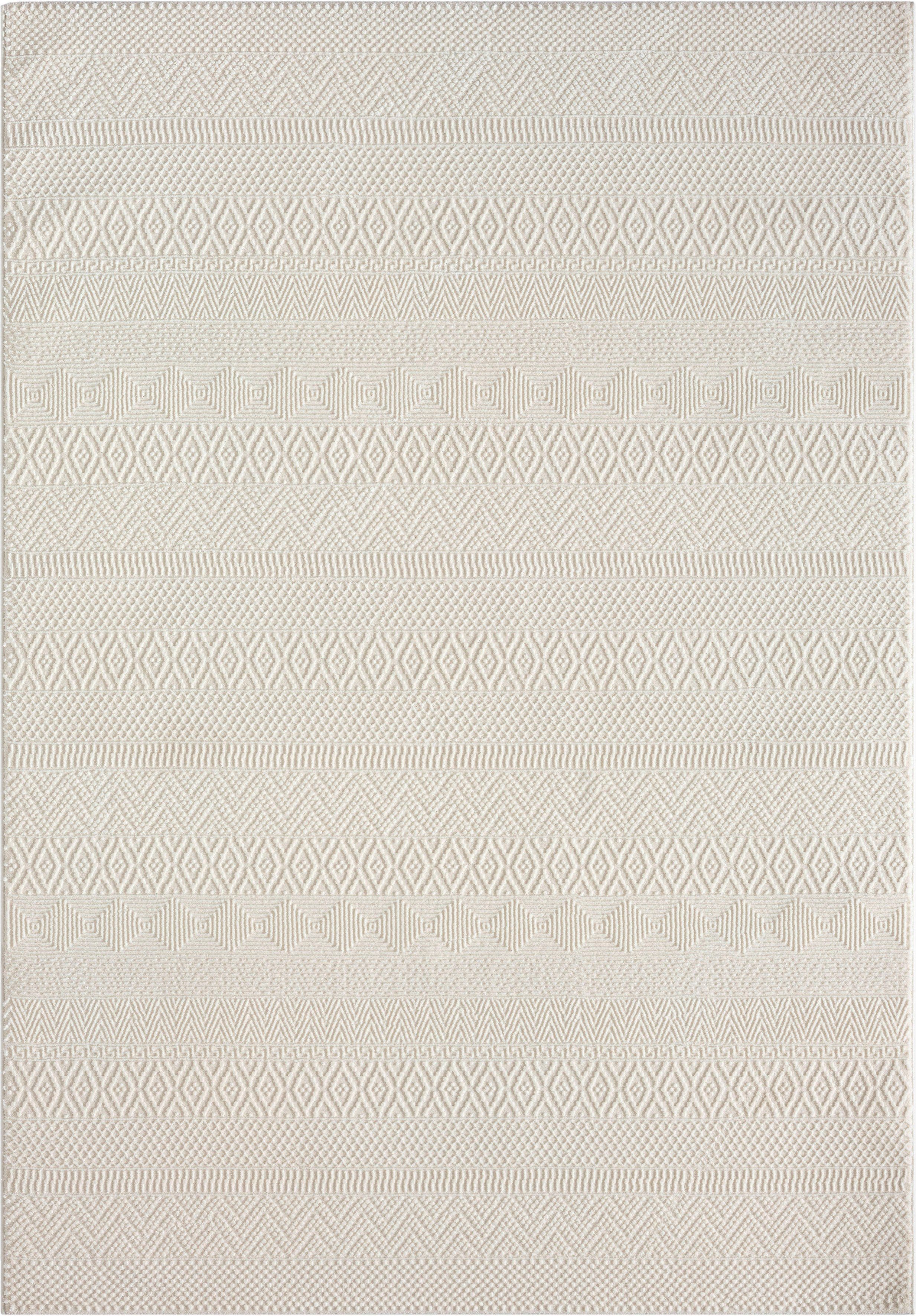 merinos Teppich Sign 1901, rechteckig, Höhe: 12 mm, Hoch Tief Struktur, Raute, 100% recyceltem Polyester, Wohnzimmer